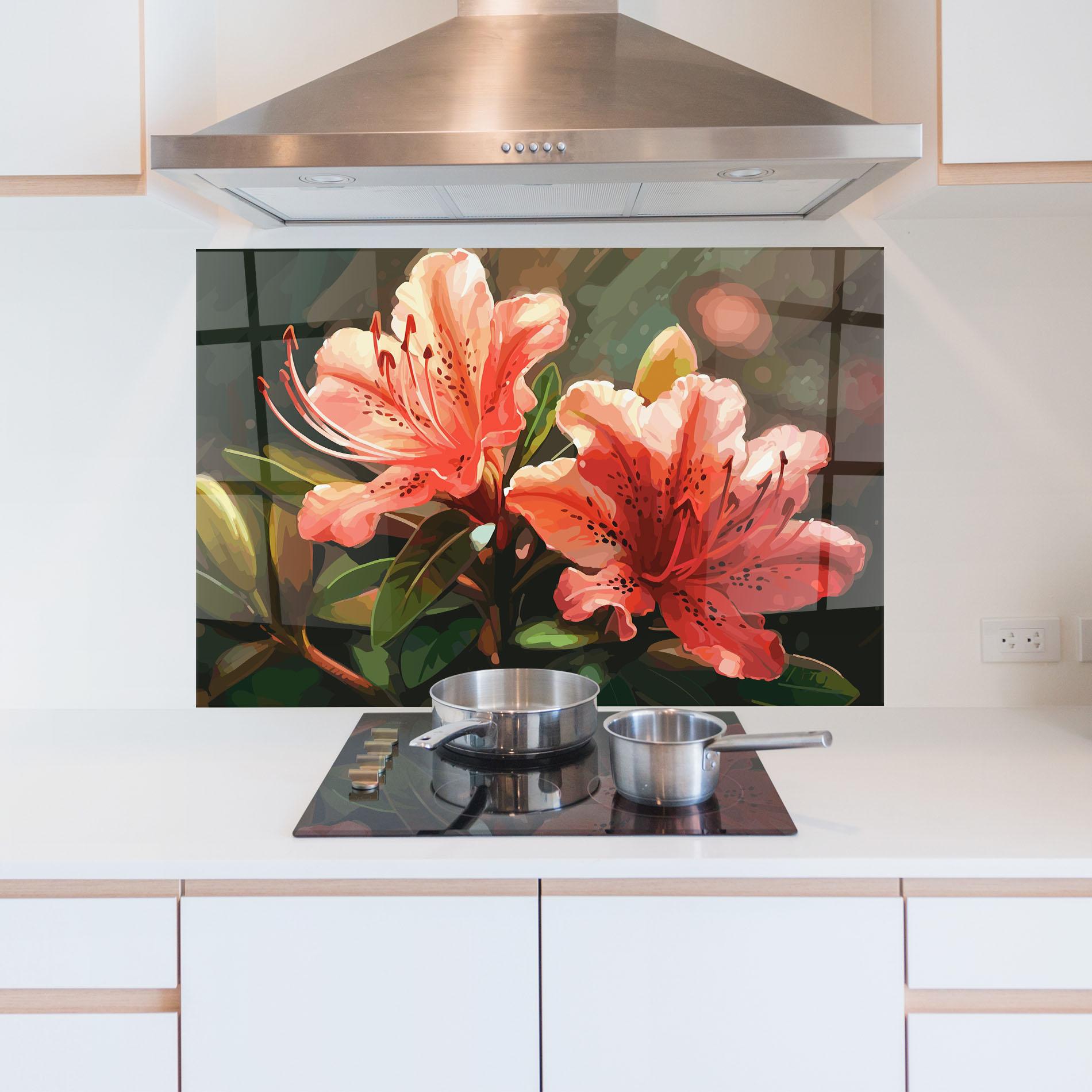 Panou Sticla Bucatarie Dreamy Exotic Flower mockup 5