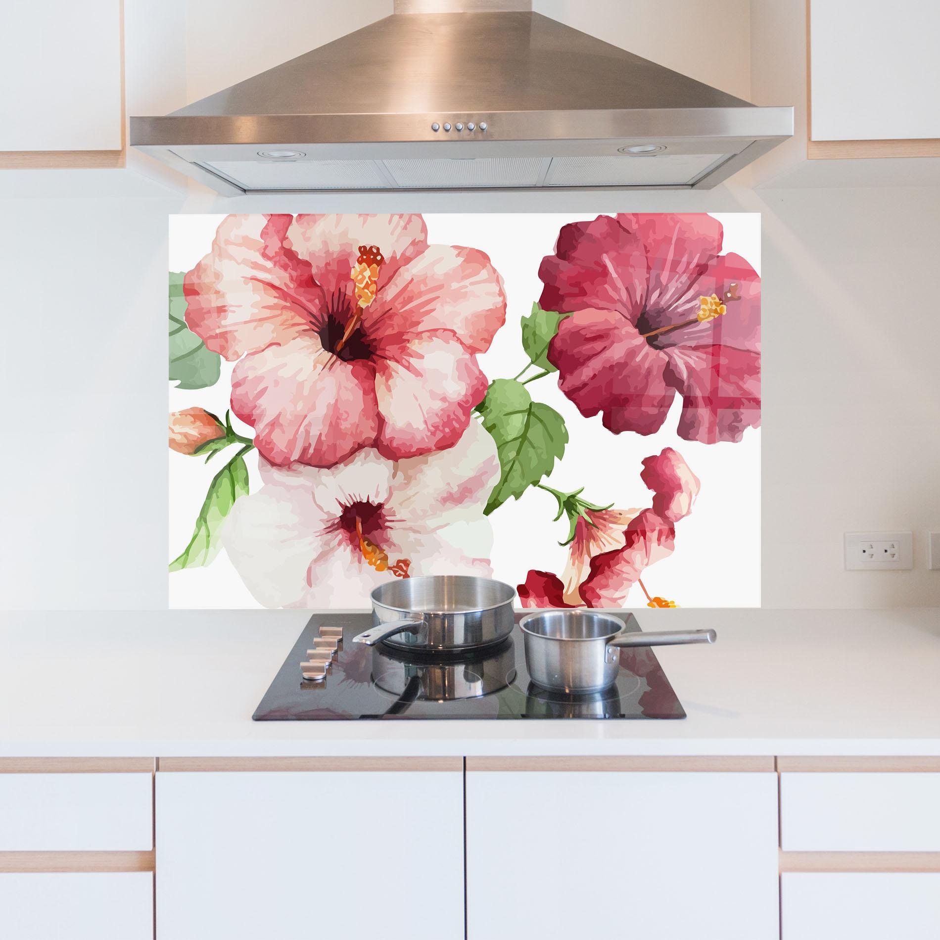 Panou Sticla Bucatarie Exotic Flower Paint mockup 5