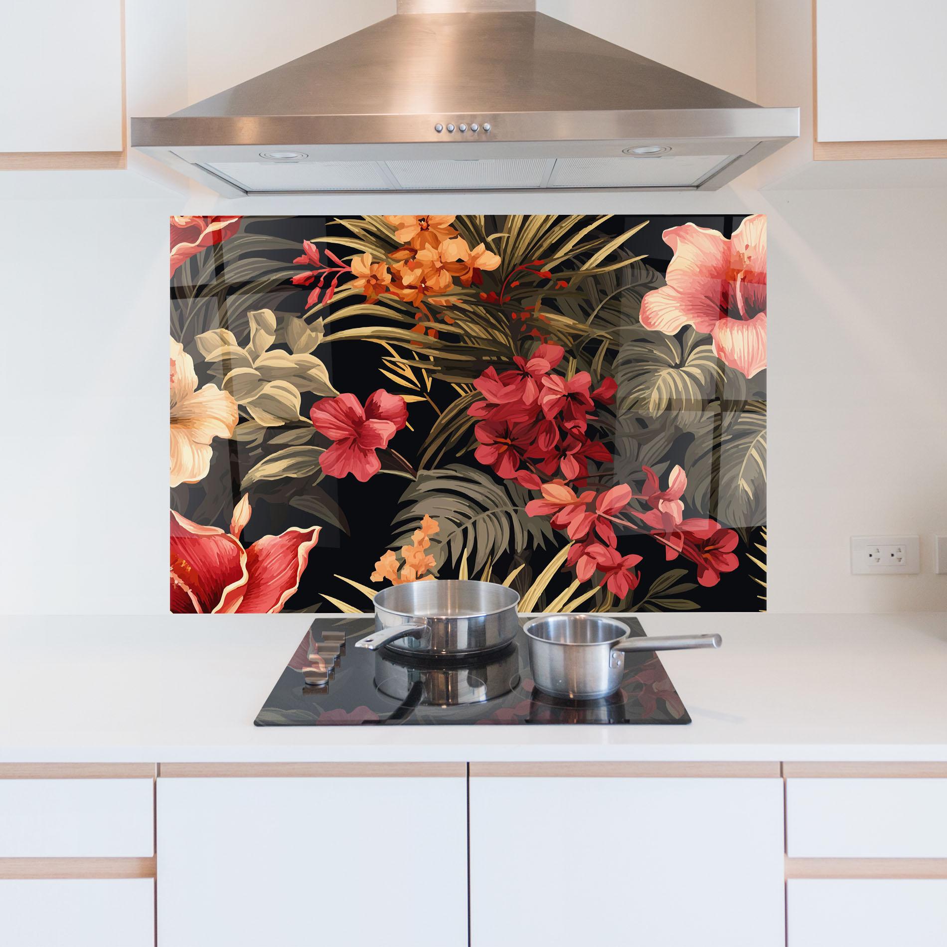 Panou Sticla Bucatarie Exotic Flower Plant mockup 5