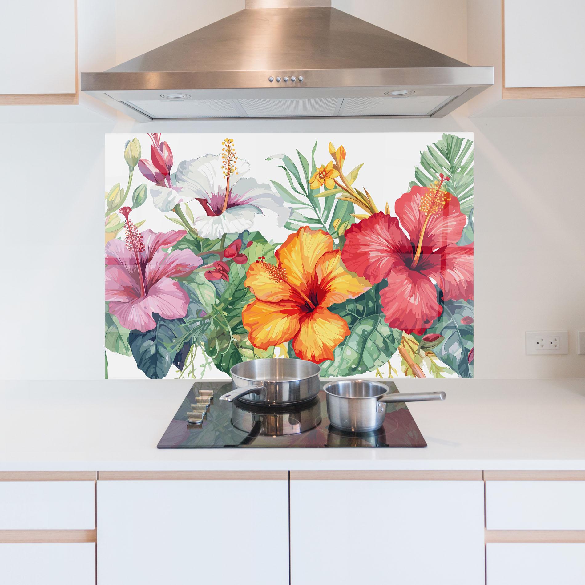 Panou Sticla Bucatarie Exotic Flowers mockup 5