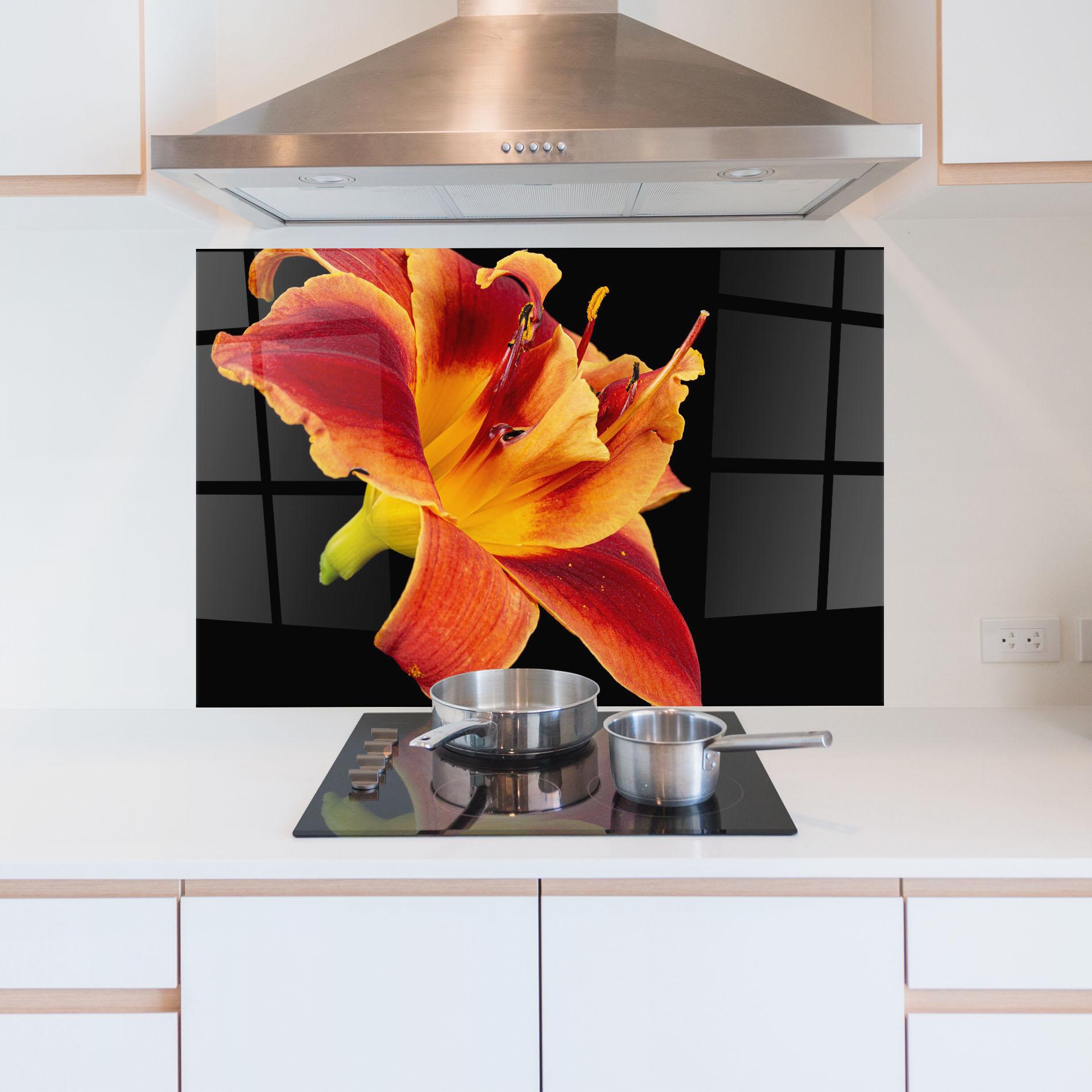 Panou Sticla Bucatarie Exotic Orange Red mockup 5