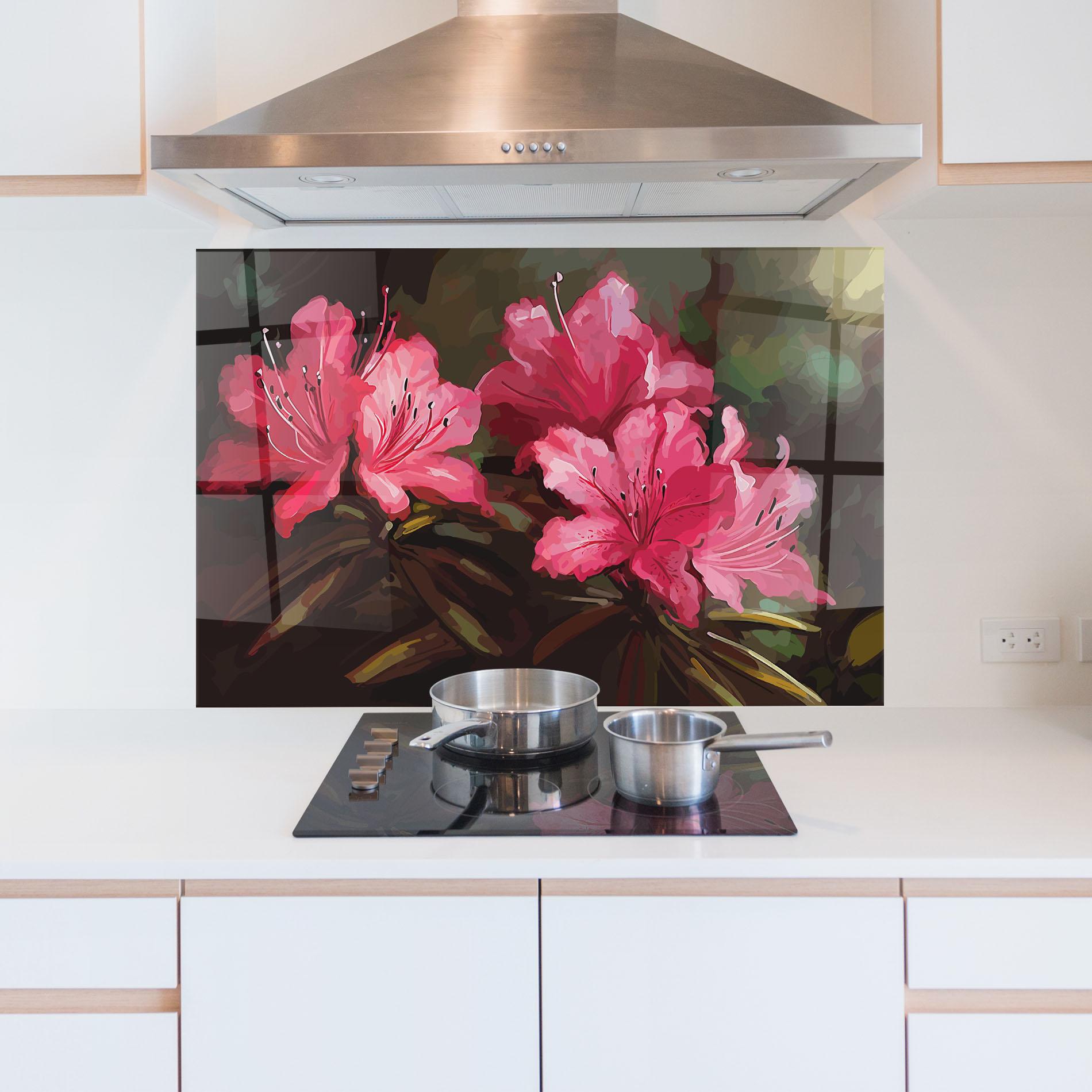 Panou Sticla Bucatarie Pink Exotic Art mockup 5