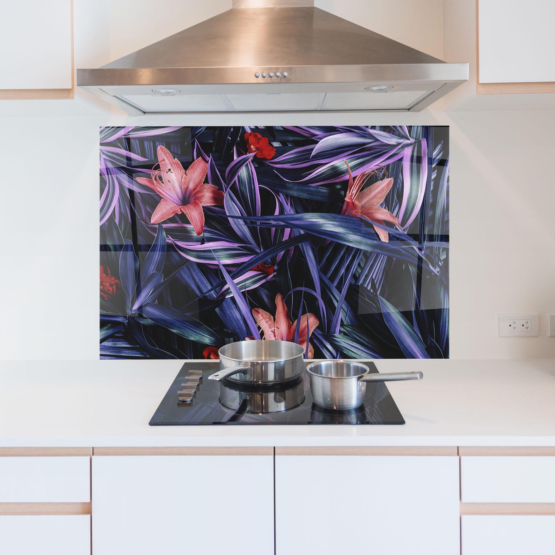 Panou Sticla Bucatarie Pink Purple Exotic mockup 5