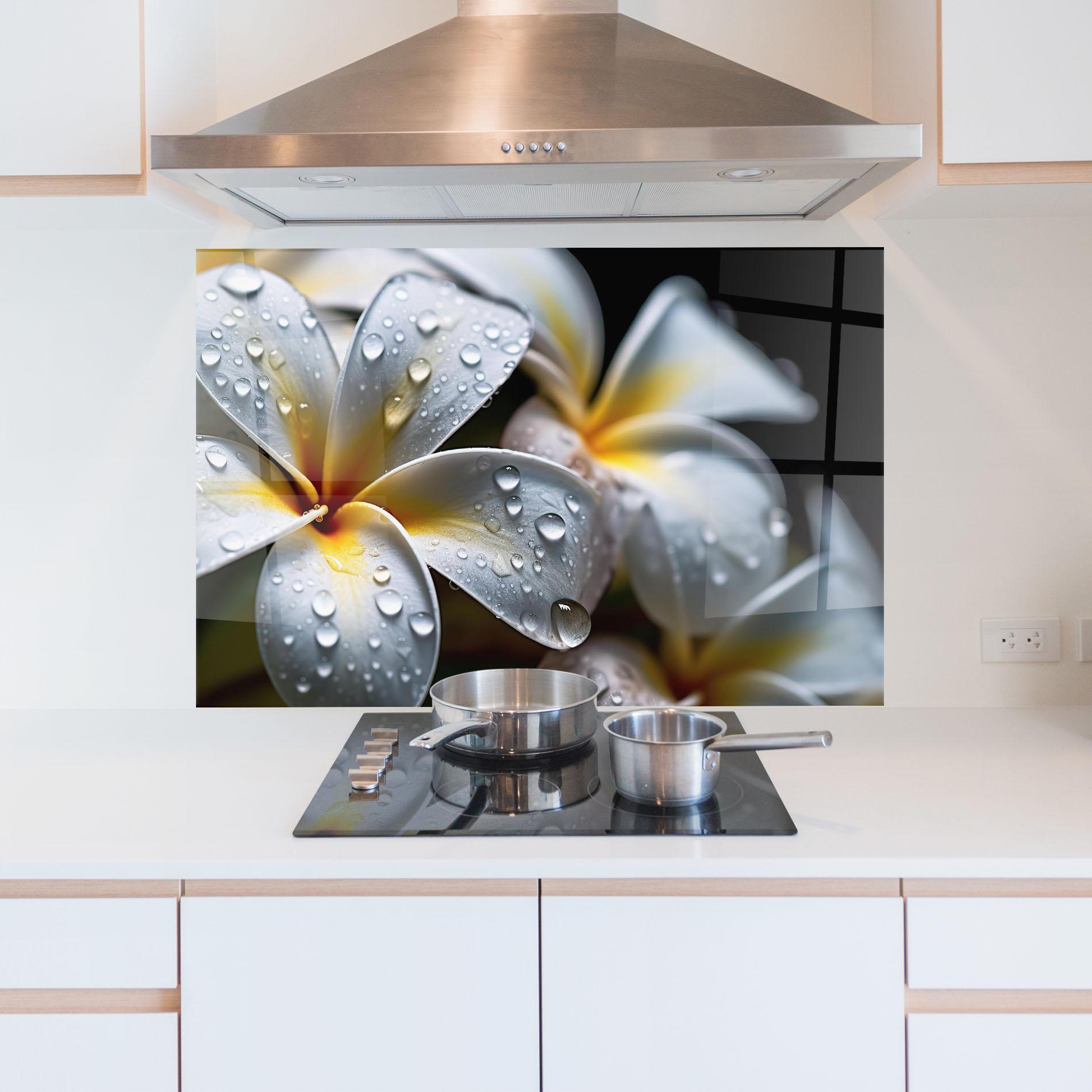 Panou Sticla Bucatarie Rainy White Exotic mockup 5