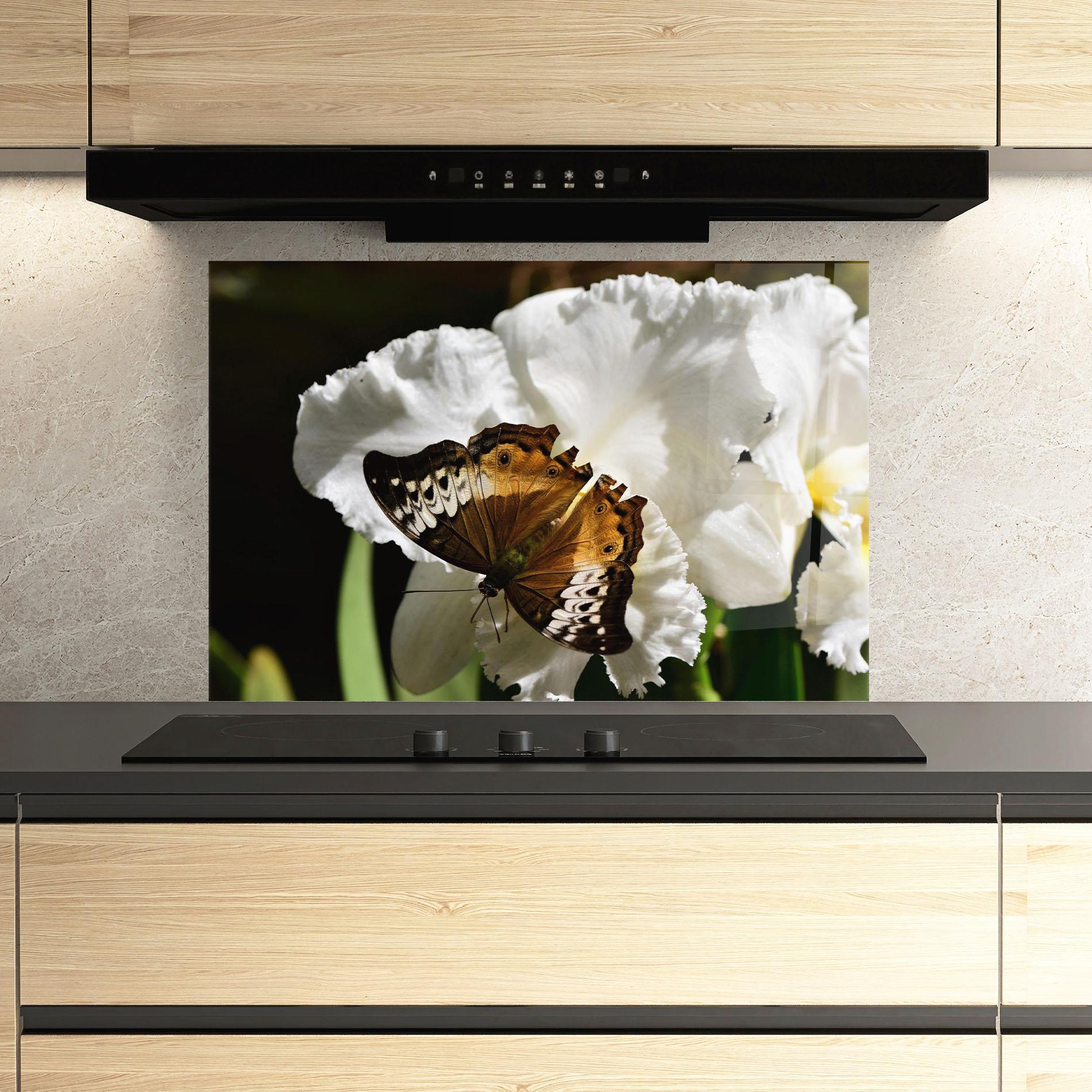 Panou Sticla Bucatarie Butterfly Exotic Plant mockup 3