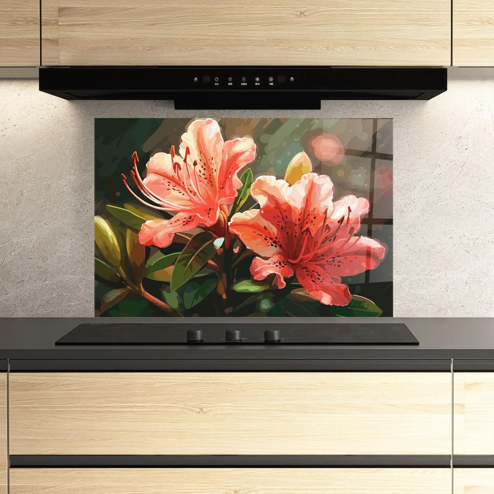 Panou Sticla Bucatarie Dreamy Exotic Flower mockup 3