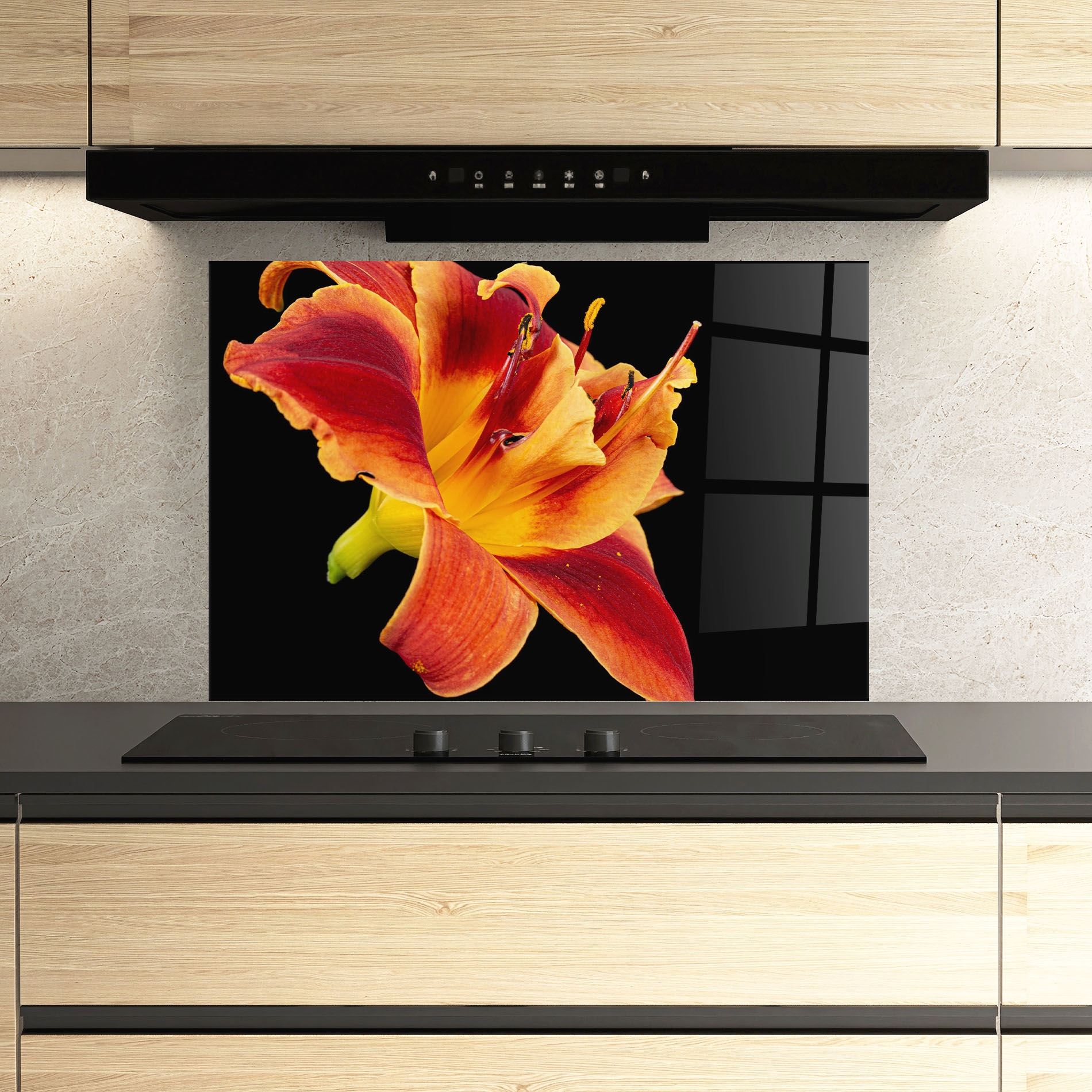 Panou Sticla Bucatarie Exotic Orange Red