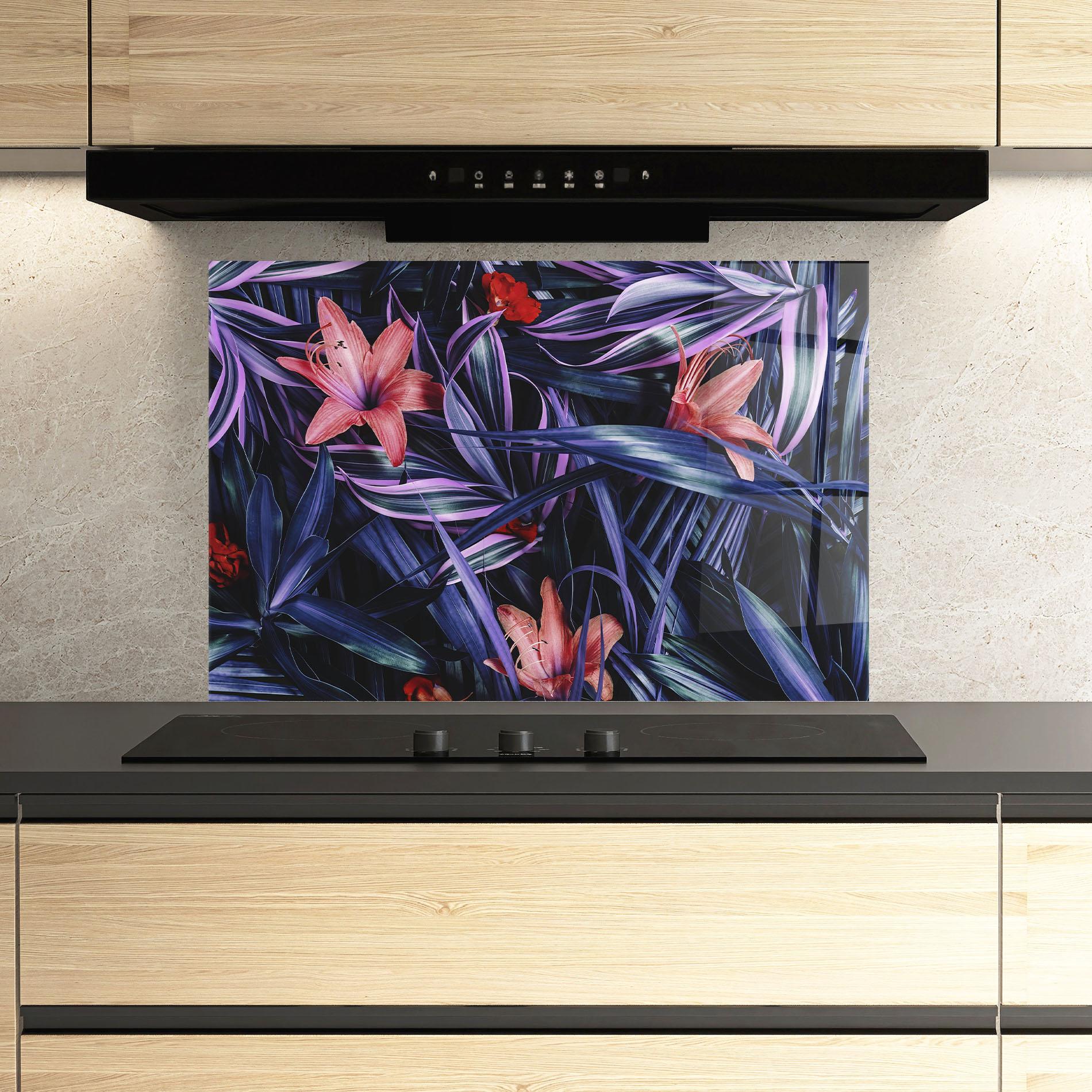 Panou Sticla Bucatarie Pink Purple Exotic mockup 3