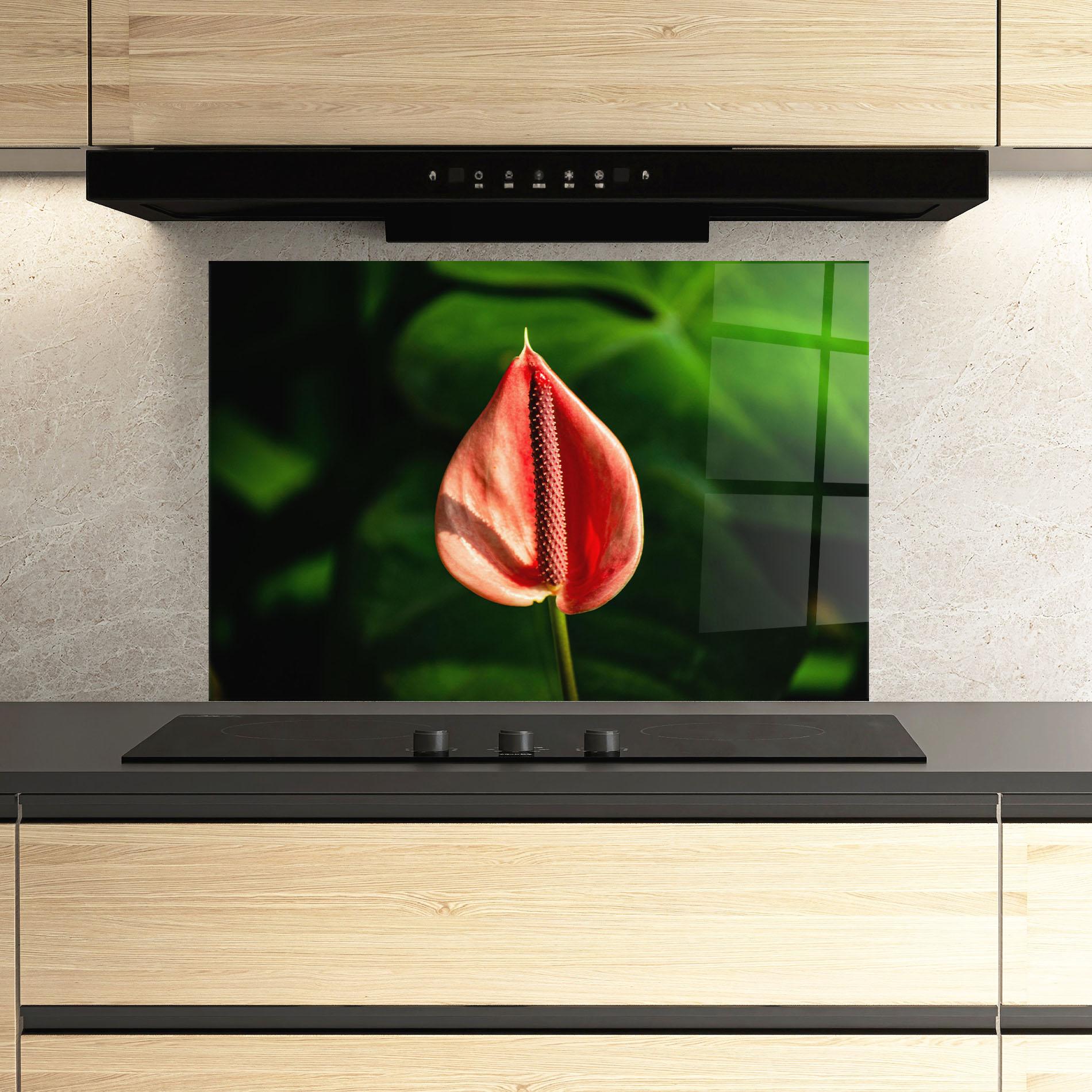 Panou Sticla Bucatarie Plant Exotic Red mockup 3