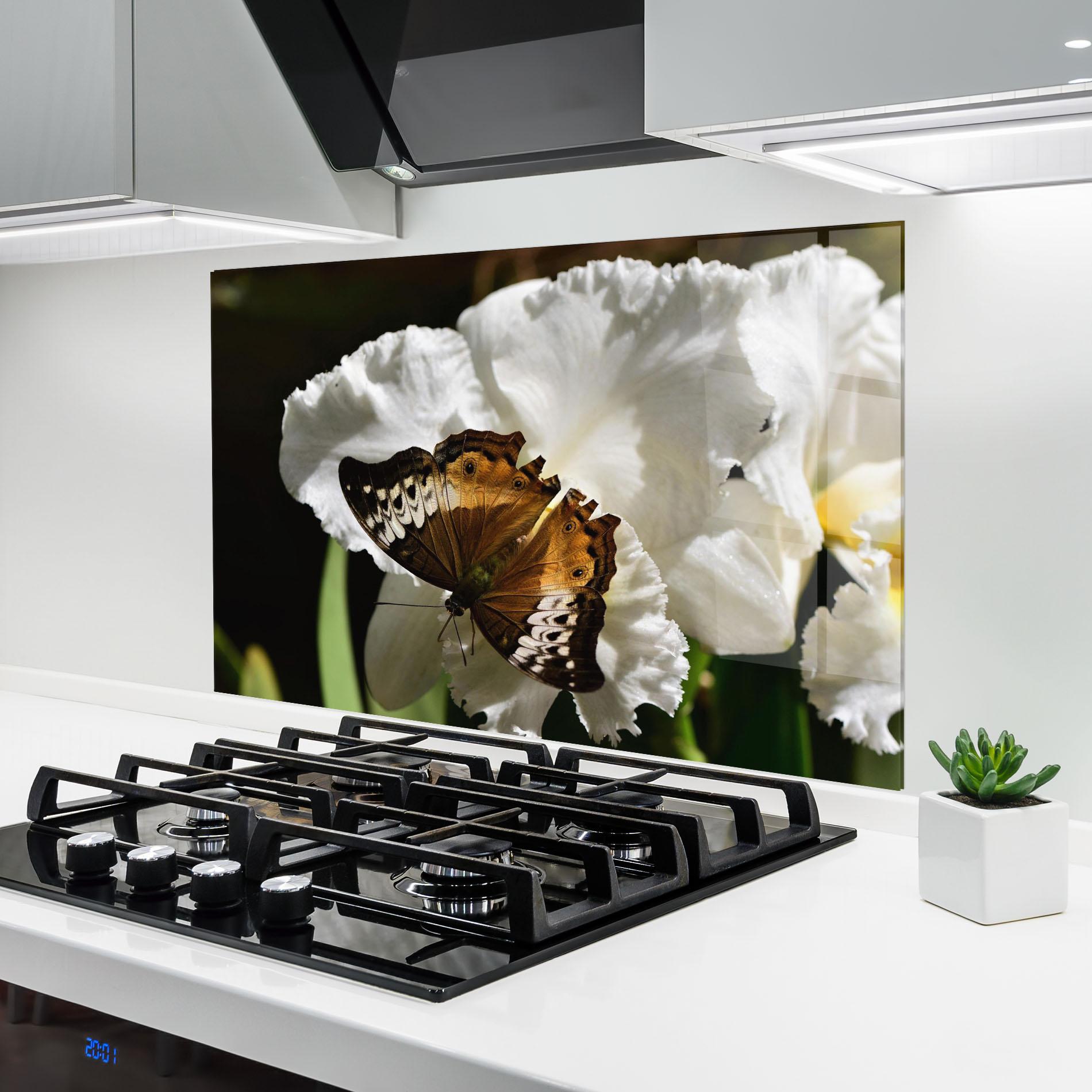 Panou Sticla Bucatarie Butterfly Exotic Plant mockup 6