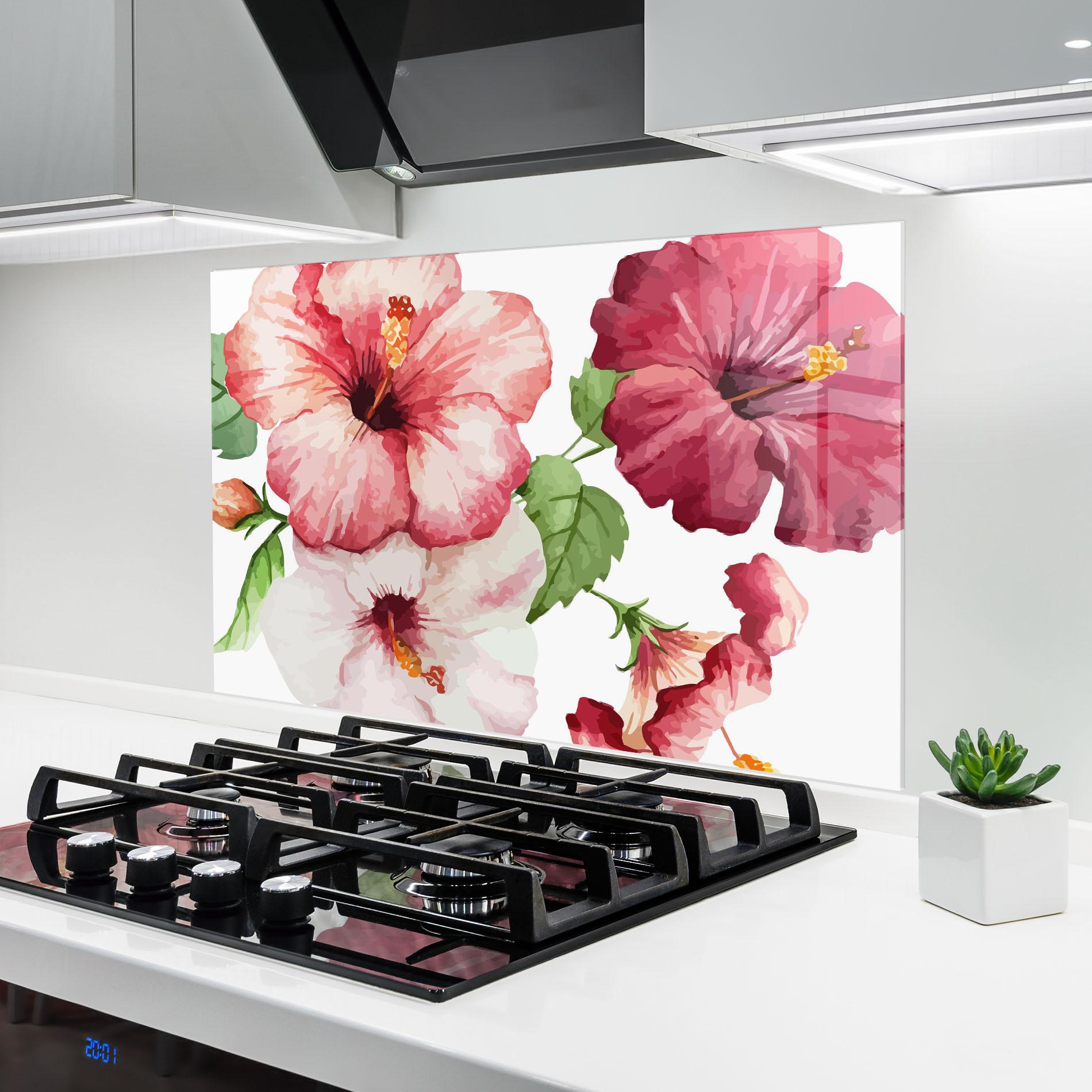 Panou Sticla Bucatarie Exotic Flower Paint mockup 6