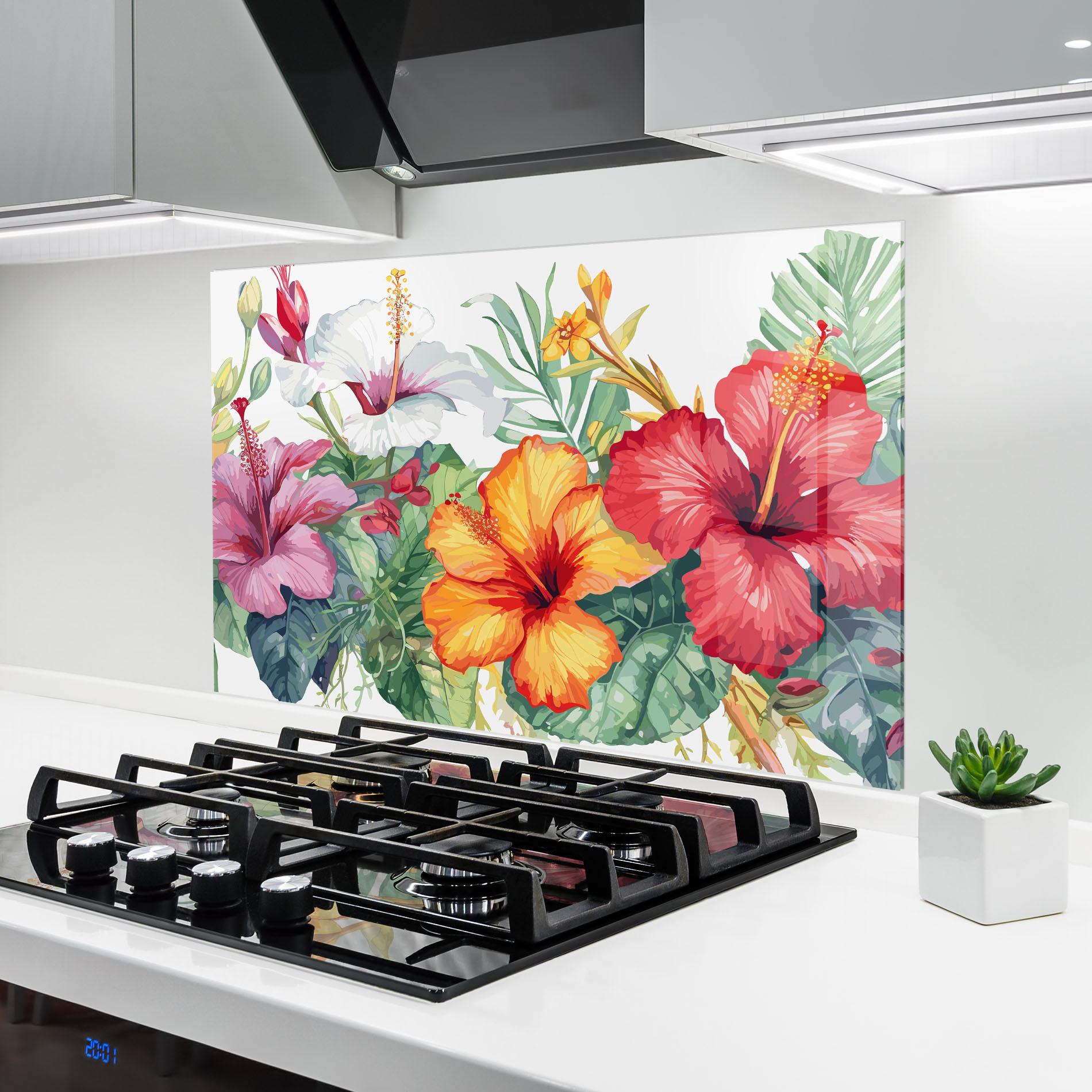 Panou Sticla Bucatarie Exotic Flowers mockup 6