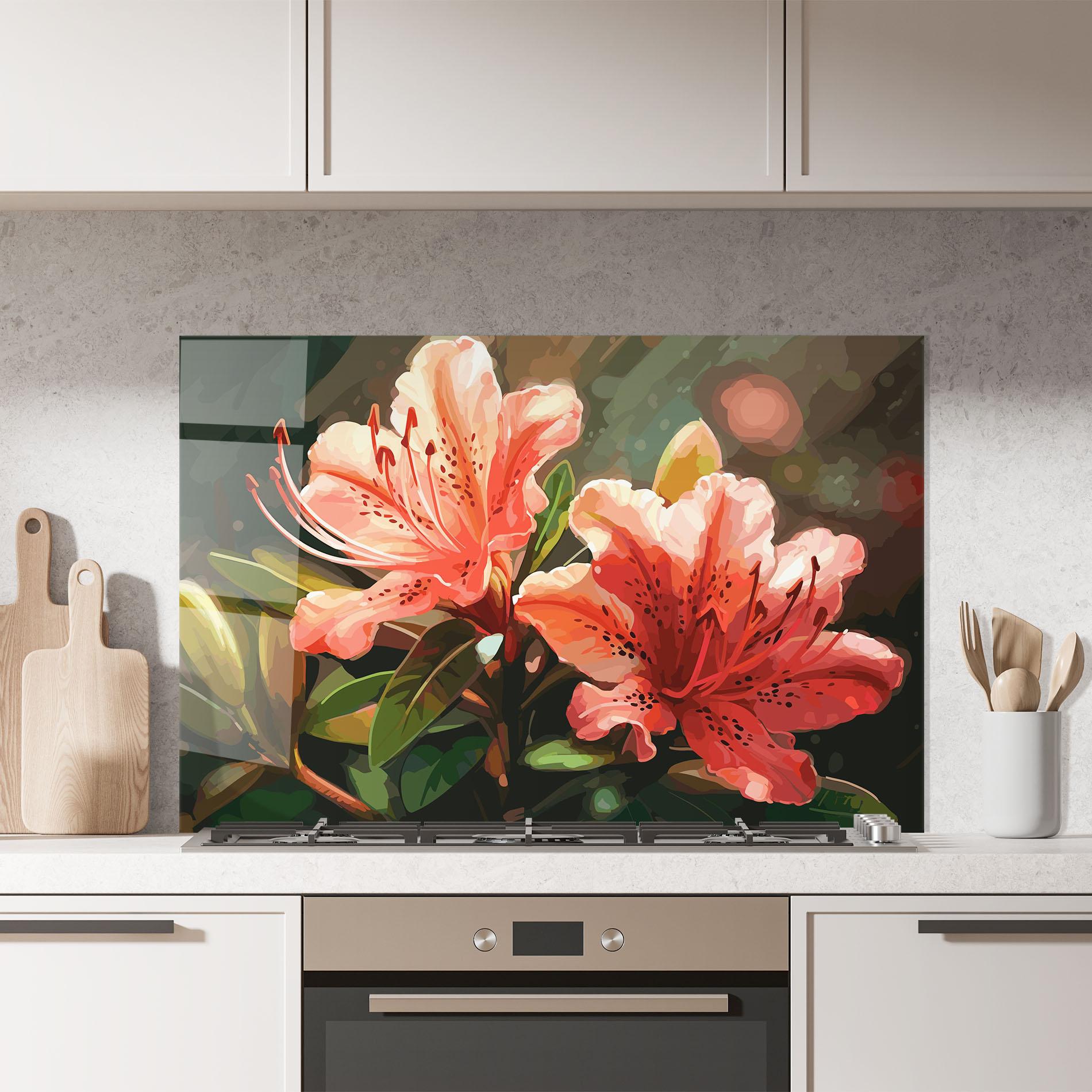 Panou Sticla Bucatarie Dreamy Exotic Flower mockup 7