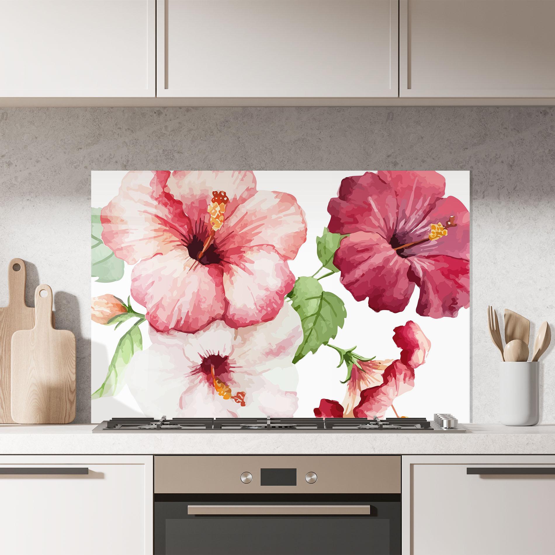 Panou Sticla Bucatarie Exotic Flower Paint mockup 7