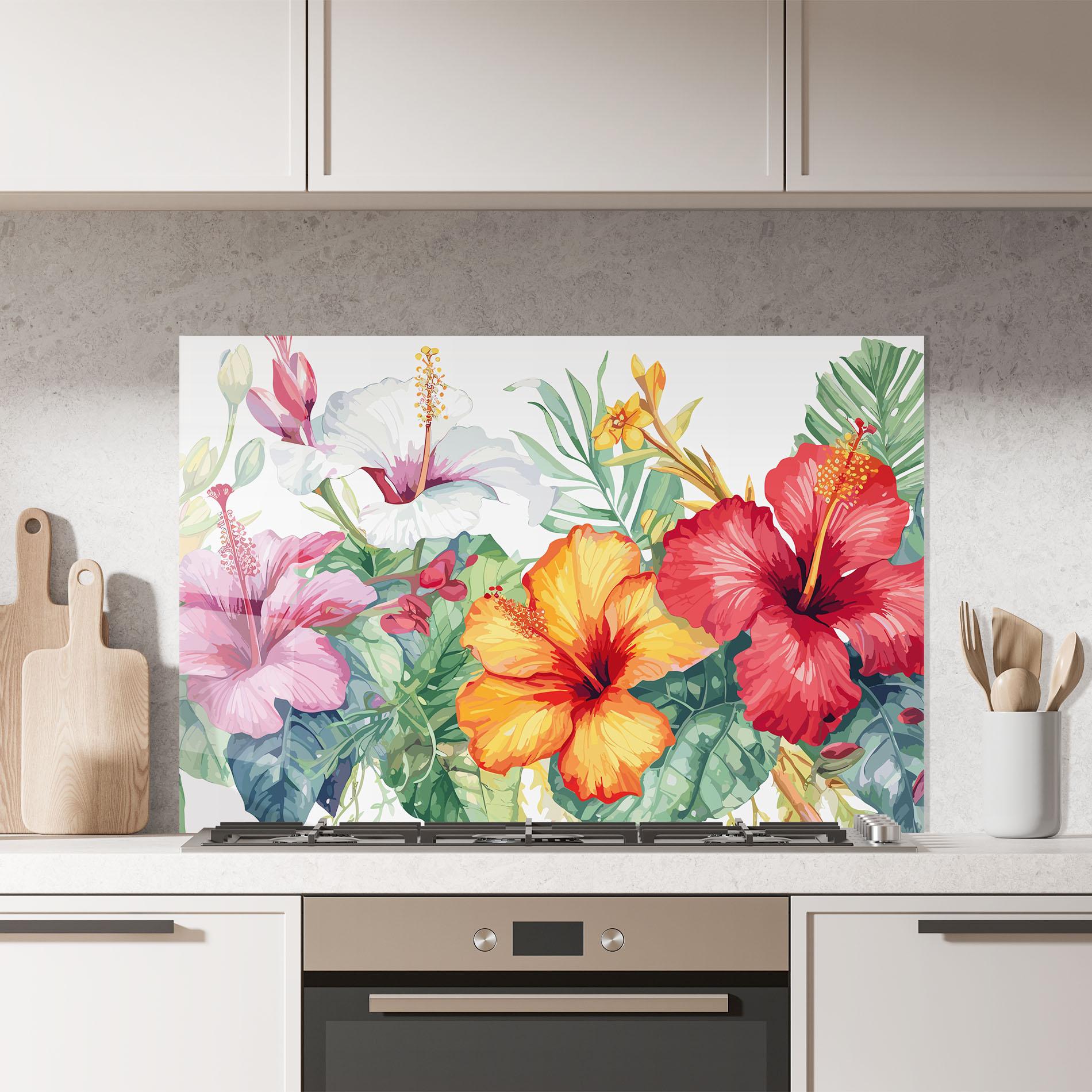 Panou Sticla Bucatarie Exotic Flowers mockup 7