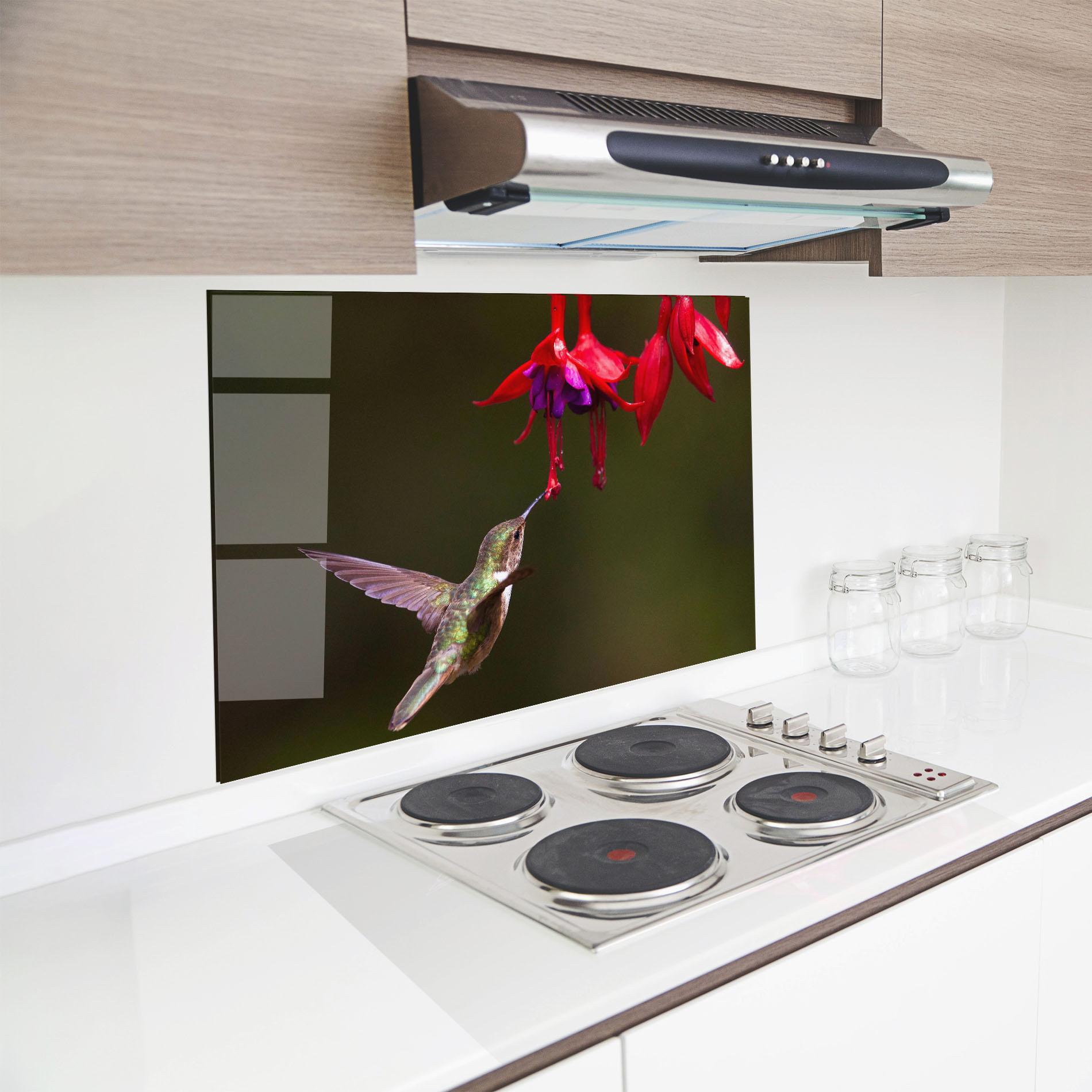 Panou Sticla Bucatarie Exotic Flower Bird mockup 8