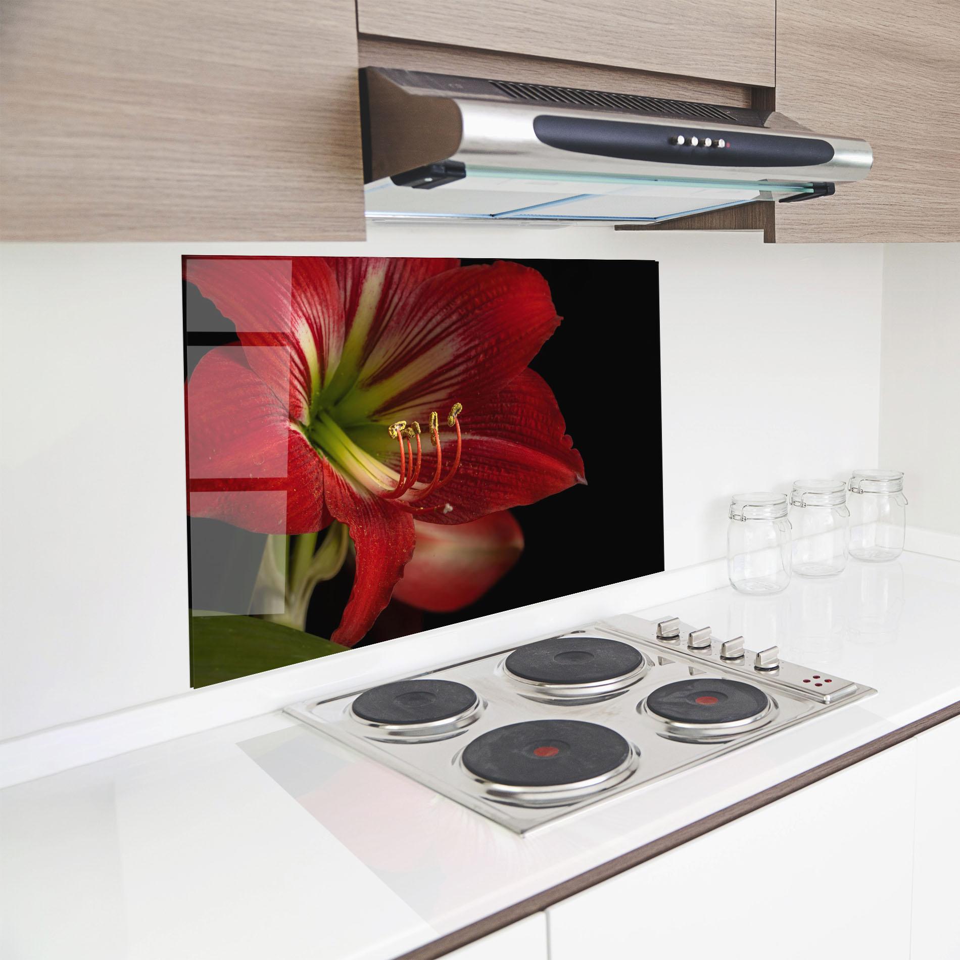 Panou Sticla Bucatarie Exotic Red Lily mockup 8