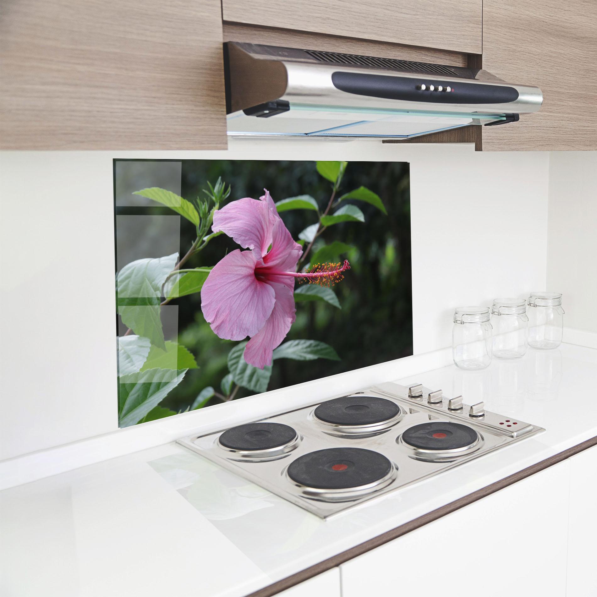 Panou Sticla Bucatarie Pink Exotic Plant mockup 8