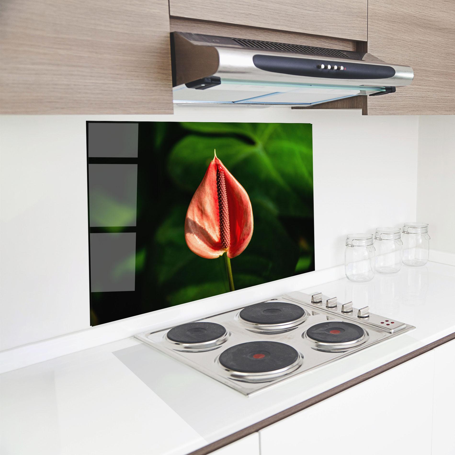 Panou Sticla Bucatarie Plant Exotic Red mockup 8