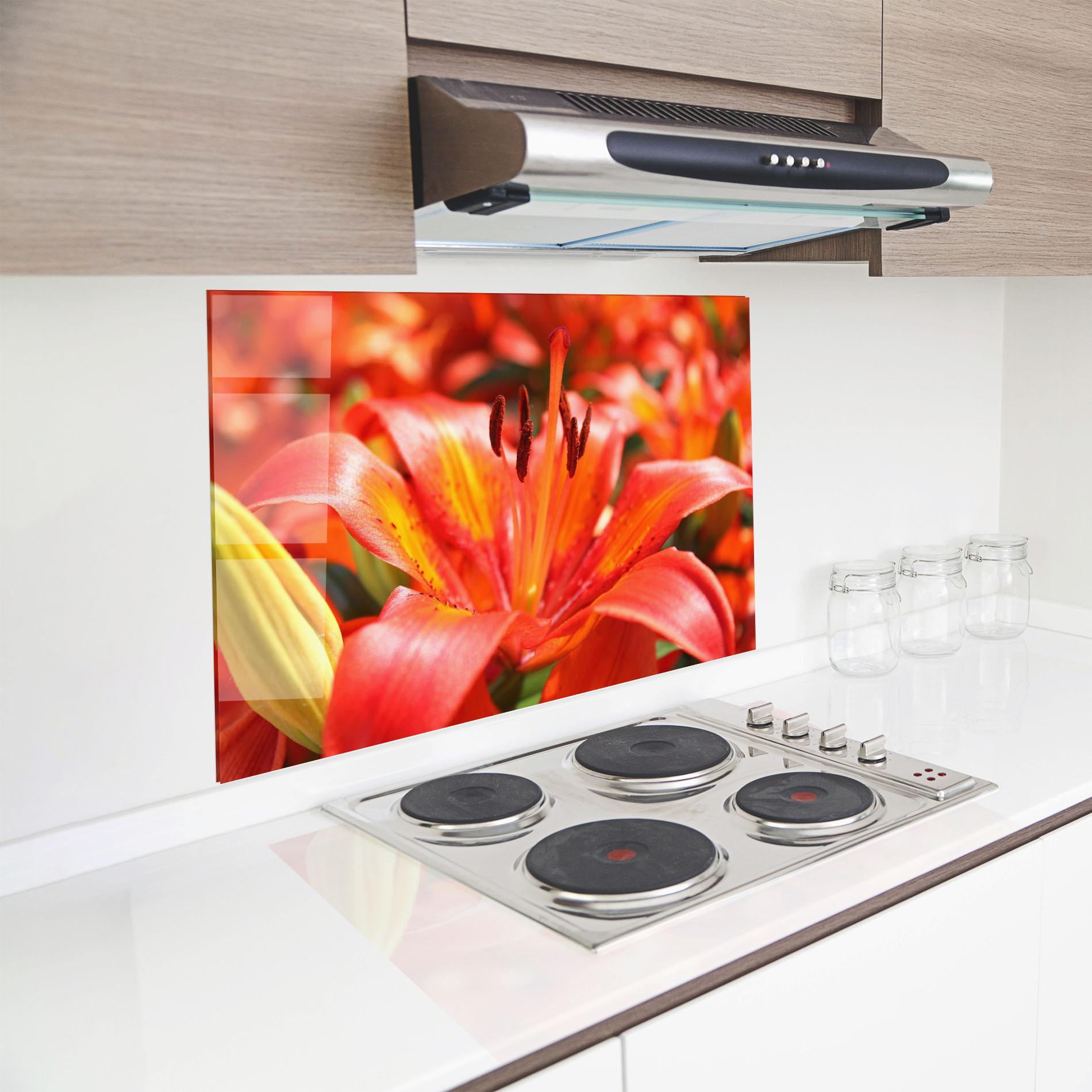 Panou Sticla Bucatarie Pretty Orange Exotic mockup 8