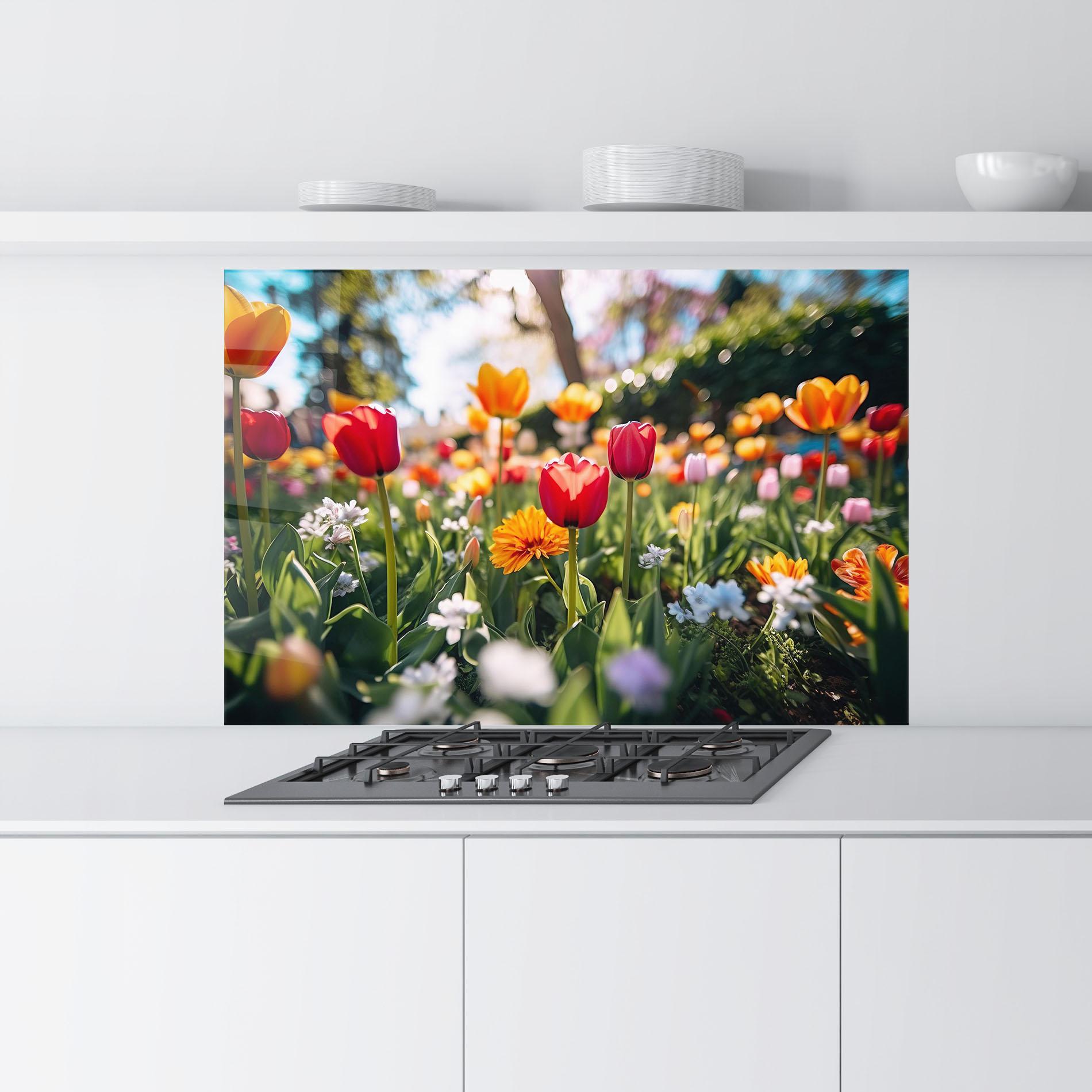 Panou Sticla Bucatarie Garden Tulips Mix mockup 9