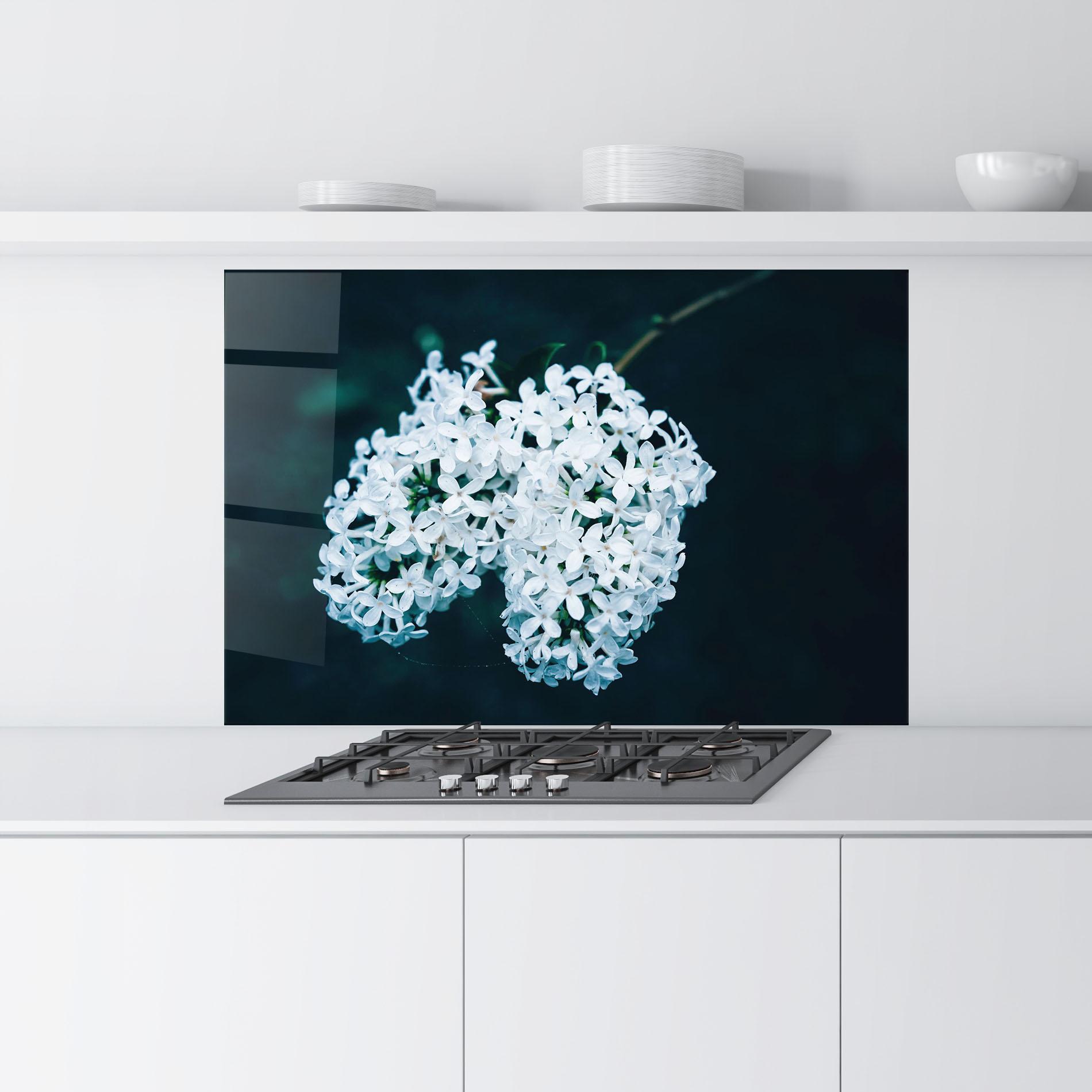 Panou Sticla Bucatarie Green Light Flower mockup 9