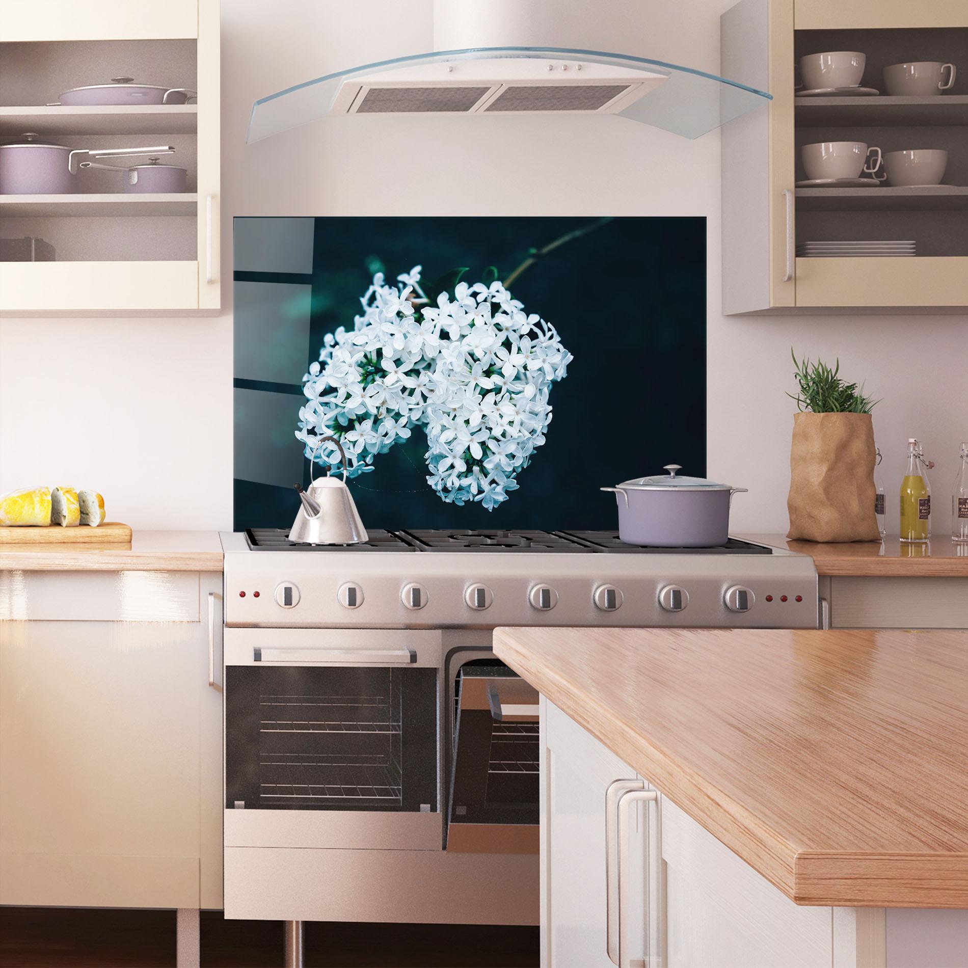 Panou Sticla Bucatarie Green Light Flower mockup 1