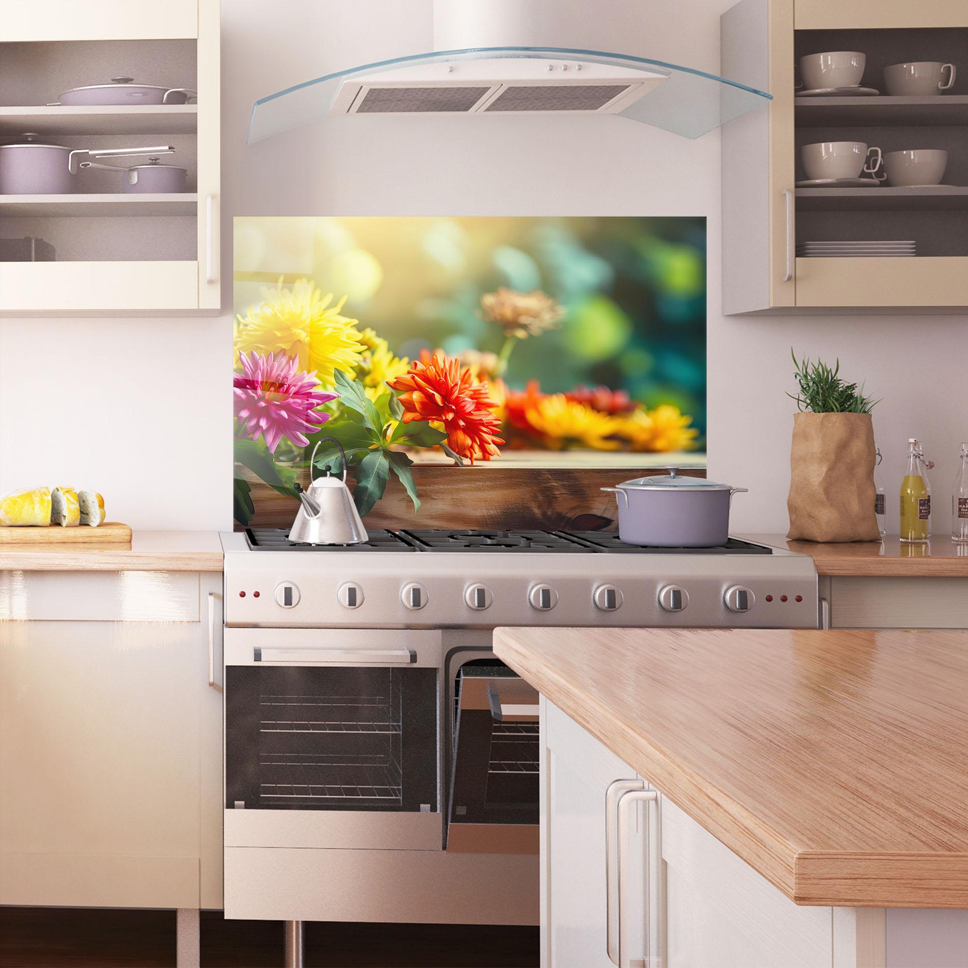 Panou Sticla Bucatarie Wood Wild Flower mockup 1