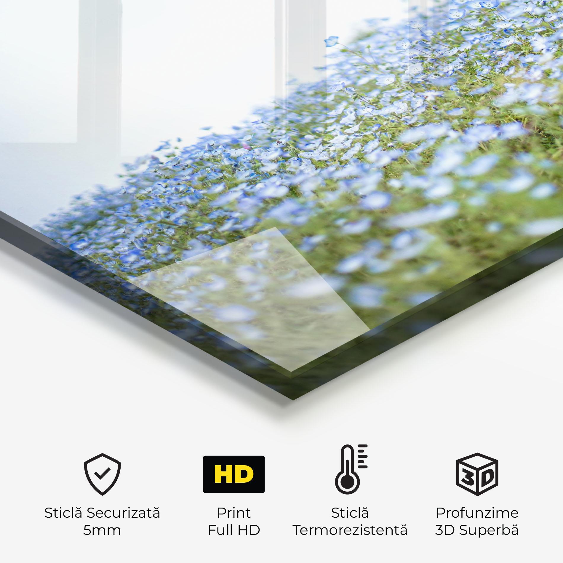 Panou Sticla Bucatarie Blue Wild Flowers mockup 2