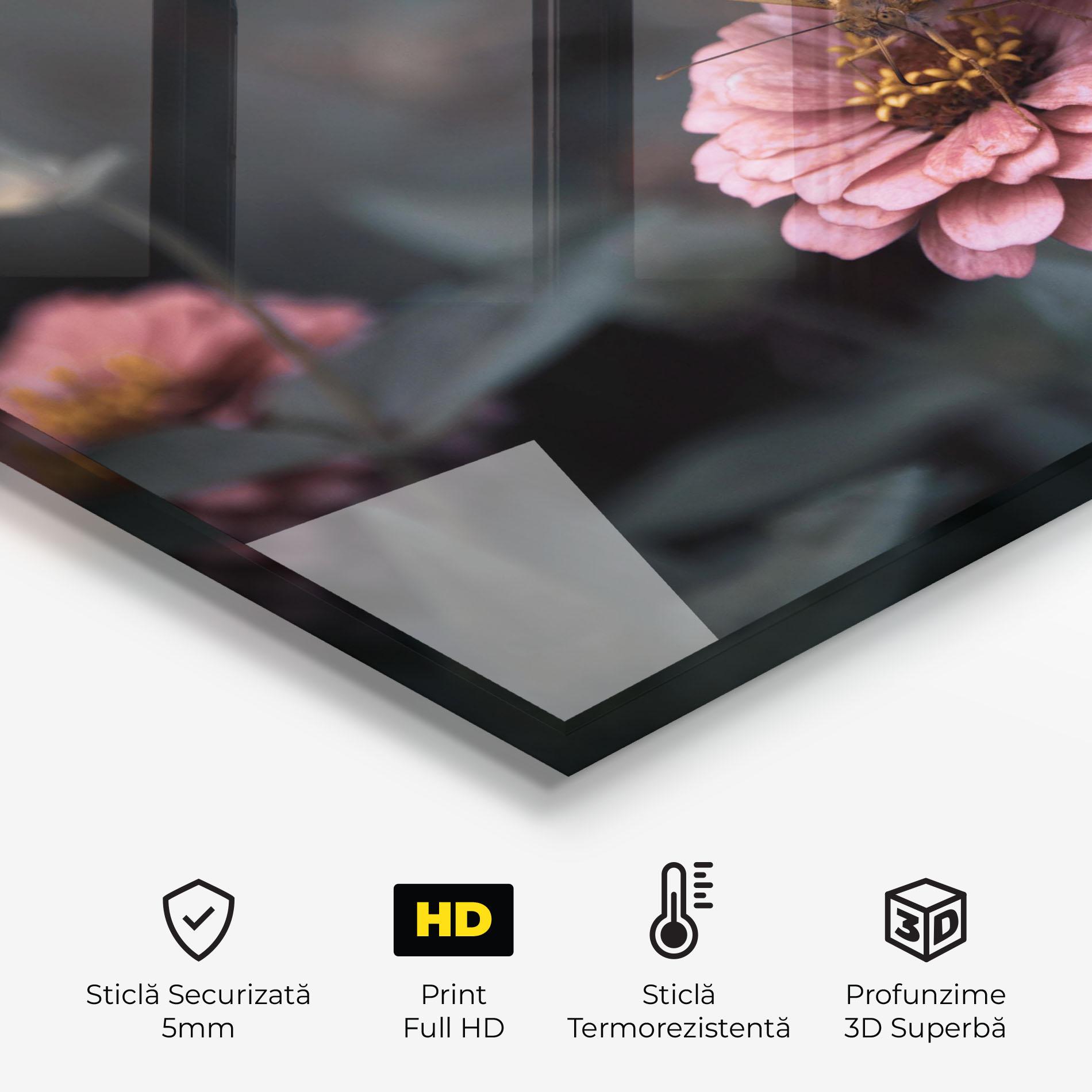 Panou Sticla Bucatarie Flower Butterfly mockup 2