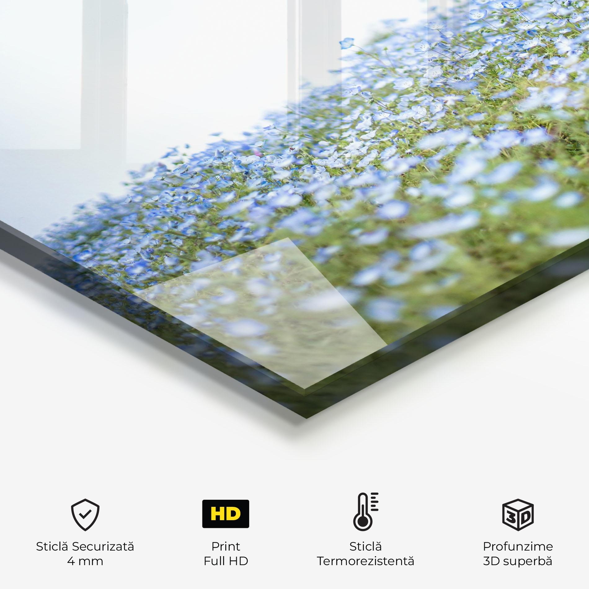 Panou Sticla Bucatarie Blue Wild Flowers mockup 2