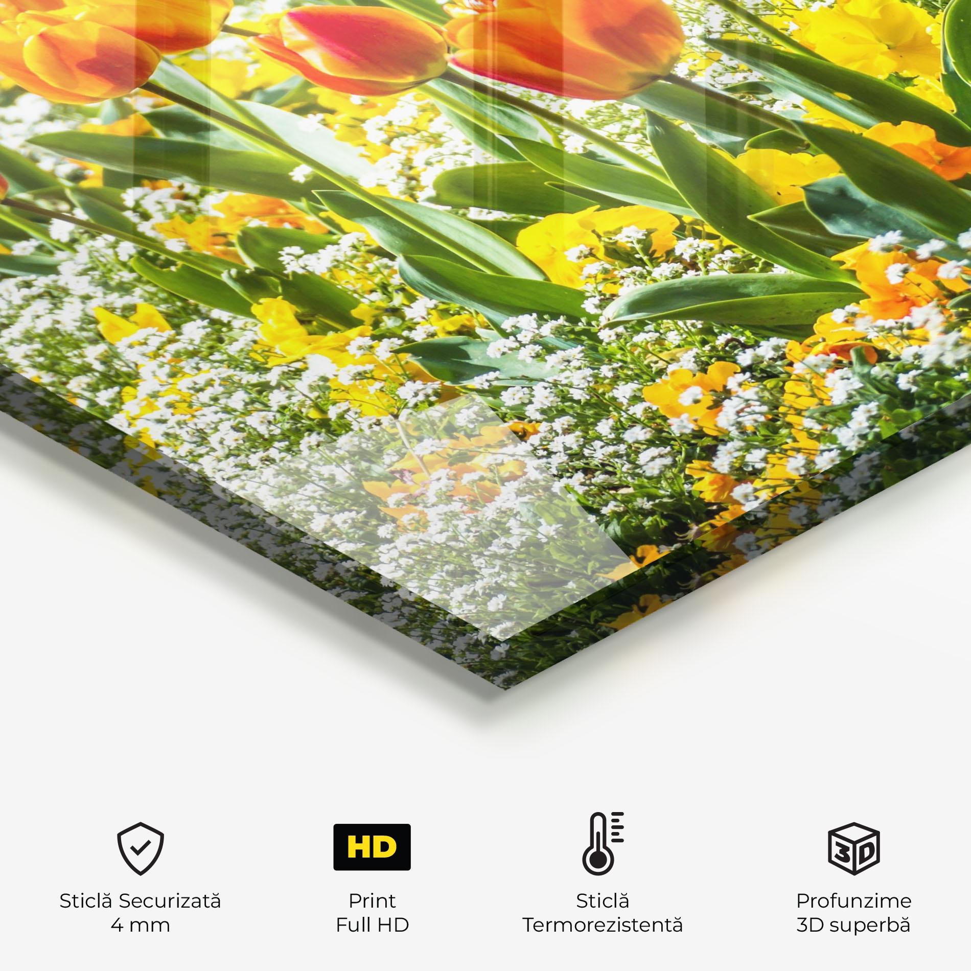 Panou Sticla Bucatarie Colorful Tulips Garden mockup 2