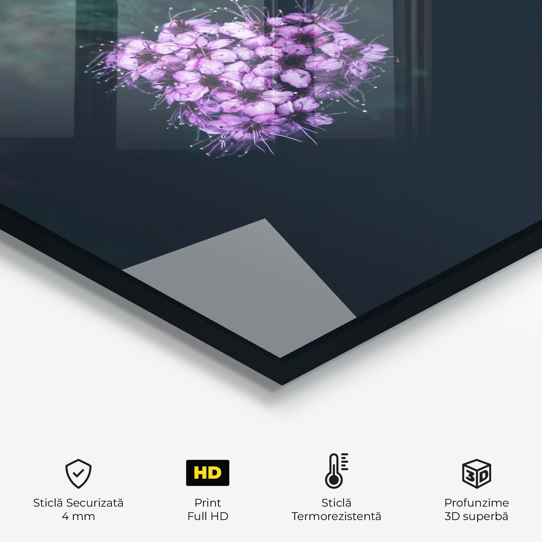Panou Sticla Bucatarie Dark Purple Flower mockup 2
