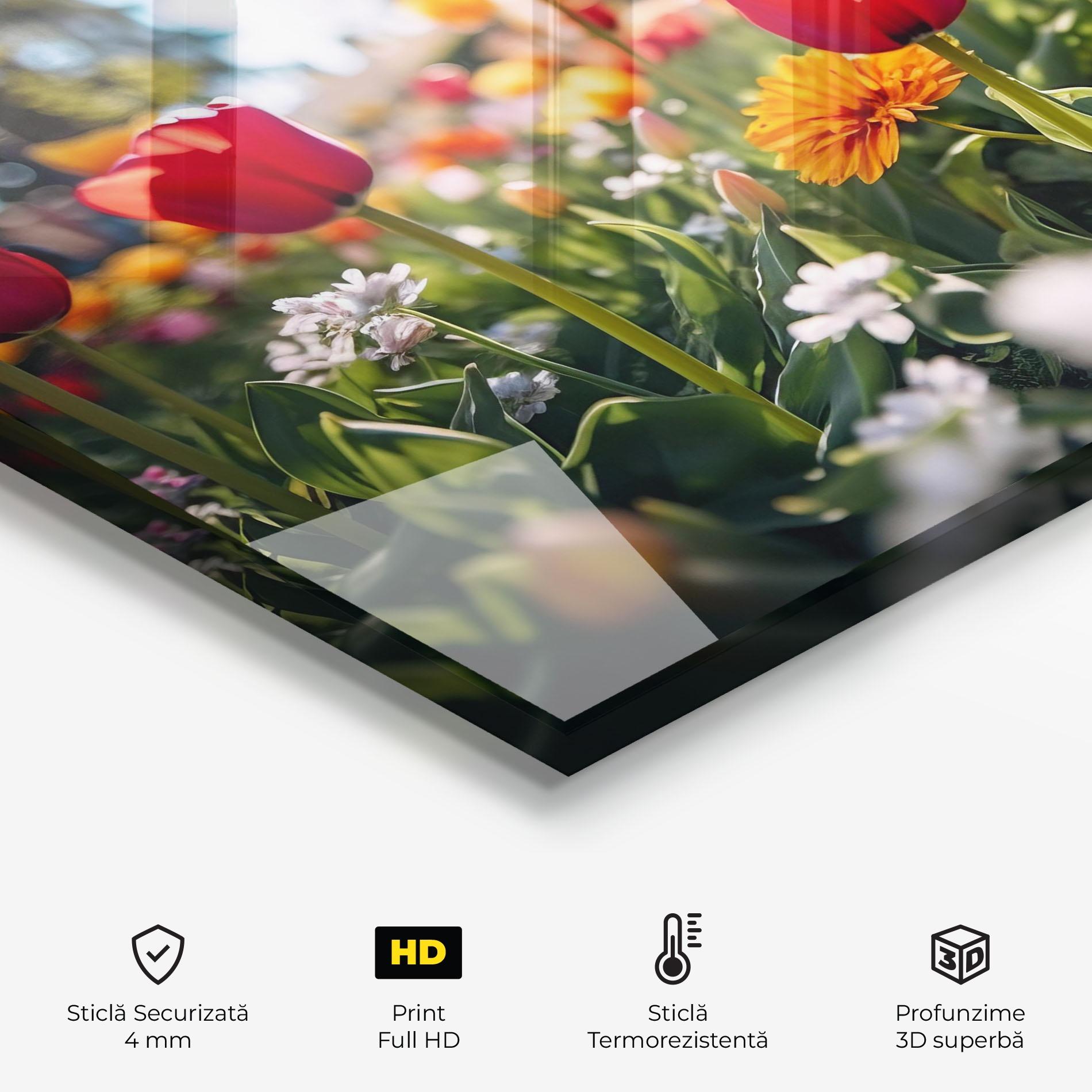 Panou Sticla Bucatarie Garden Tulips Mix mockup 2