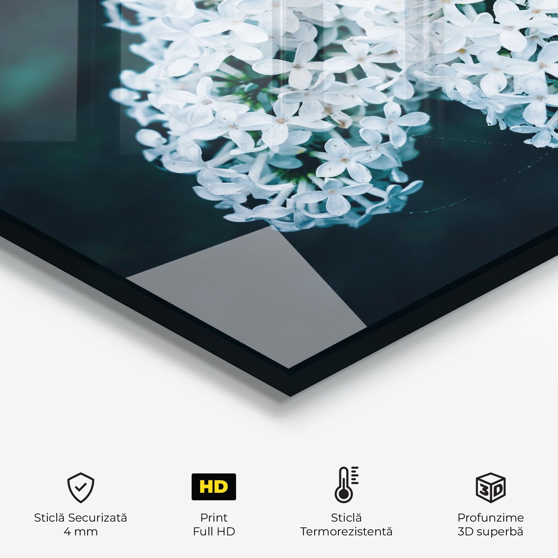 Panou Sticla Bucatarie Green Light Flower mockup 2