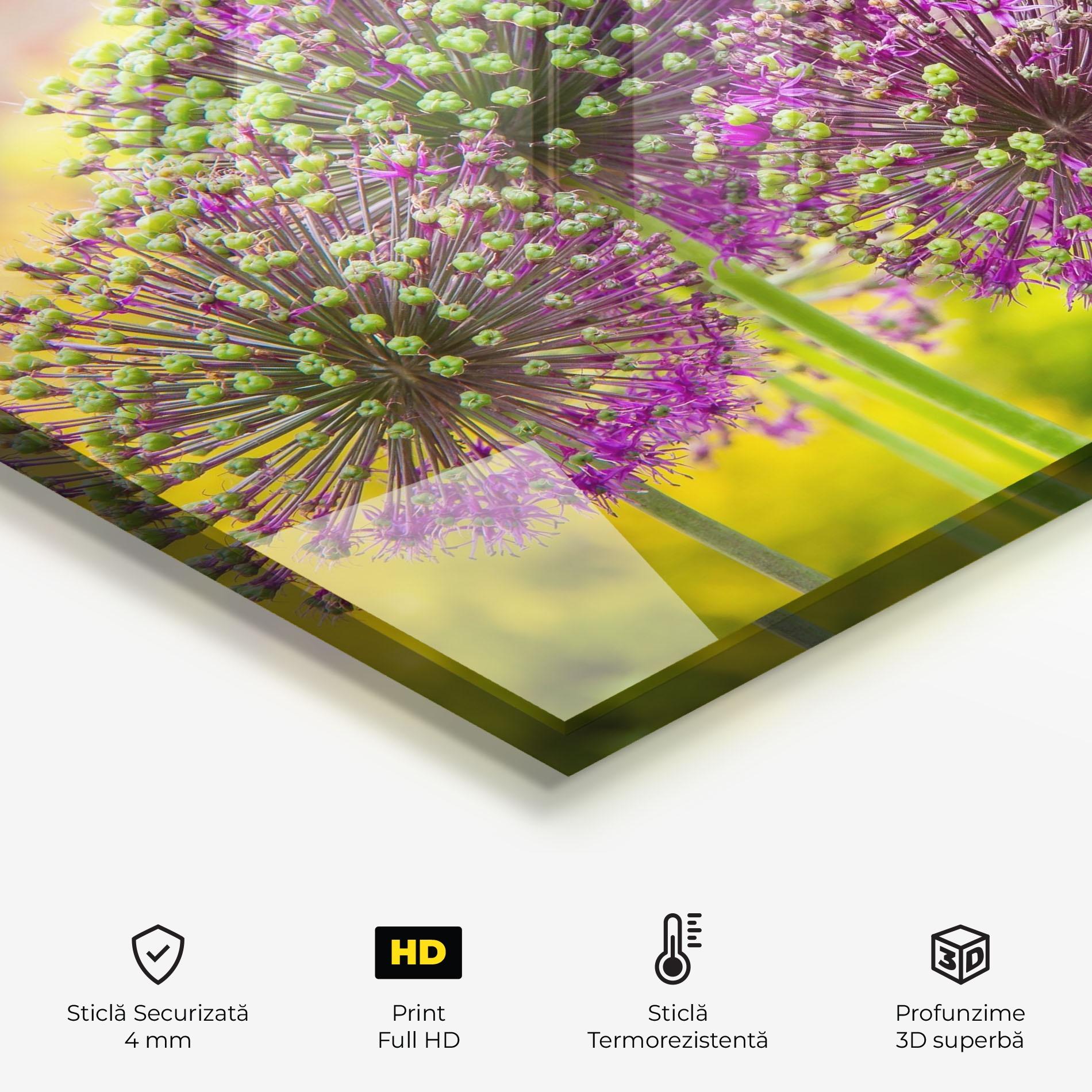 Panou Sticla Bucatarie Green Purple Garden mockup 2