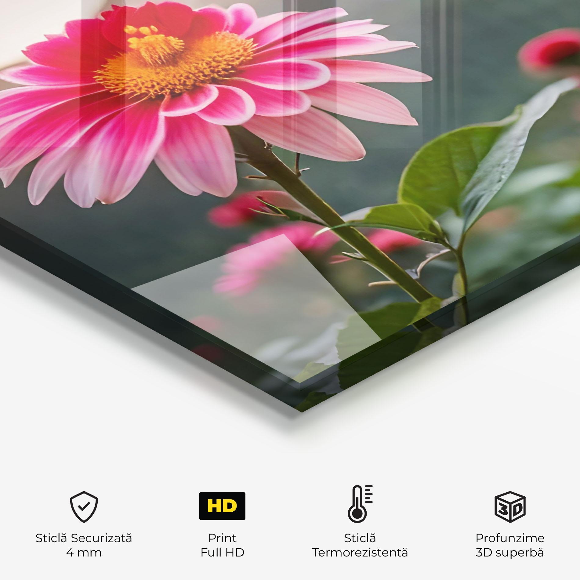 Panou Sticla Bucatarie Mountain Pink Flower mockup 2