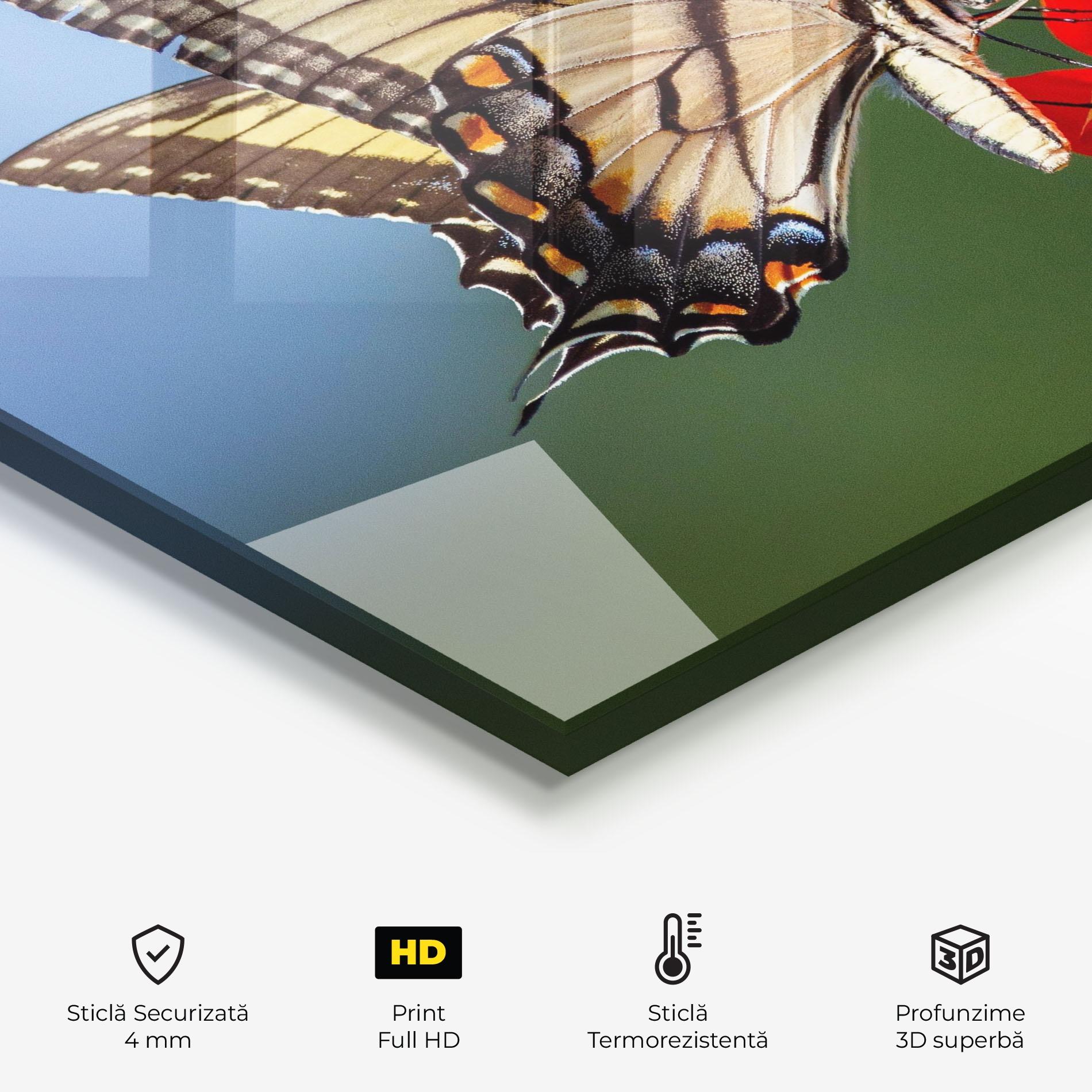 Panou Sticla Bucatarie Red Flower Wild mockup 2