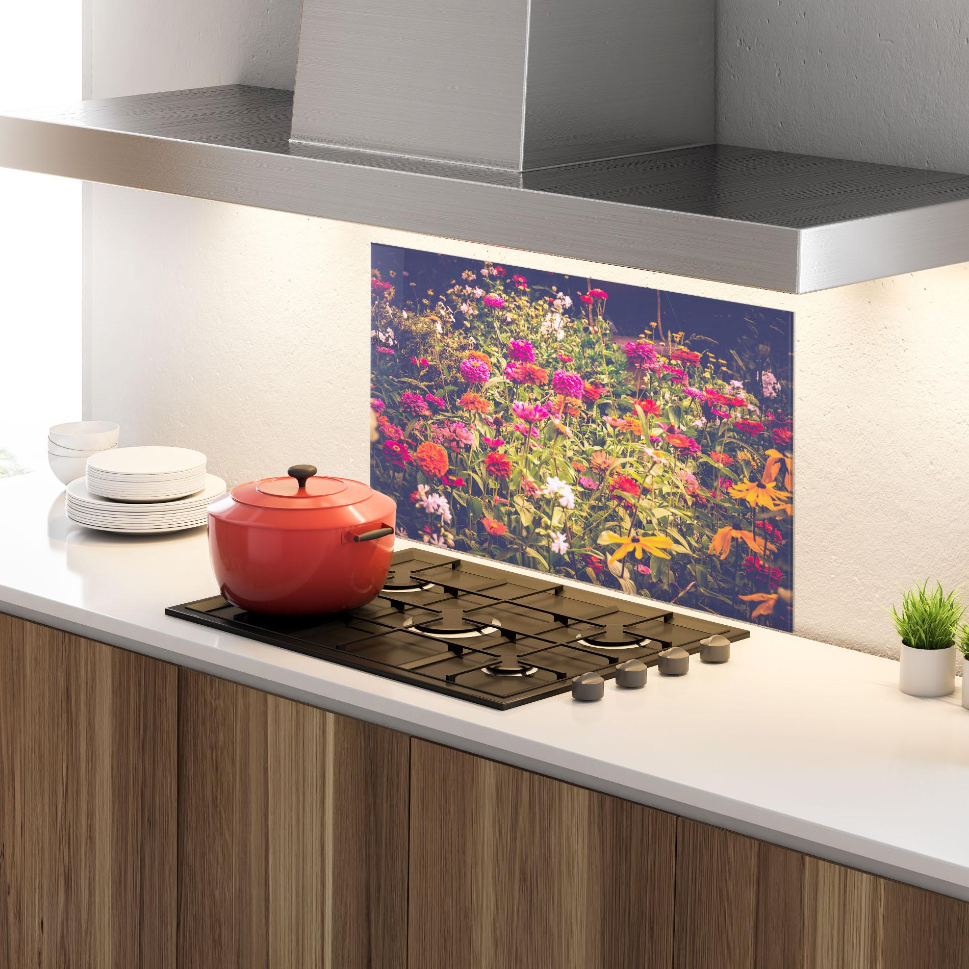 Panou Sticla Bucatarie Colorful Wild Field mockup 4