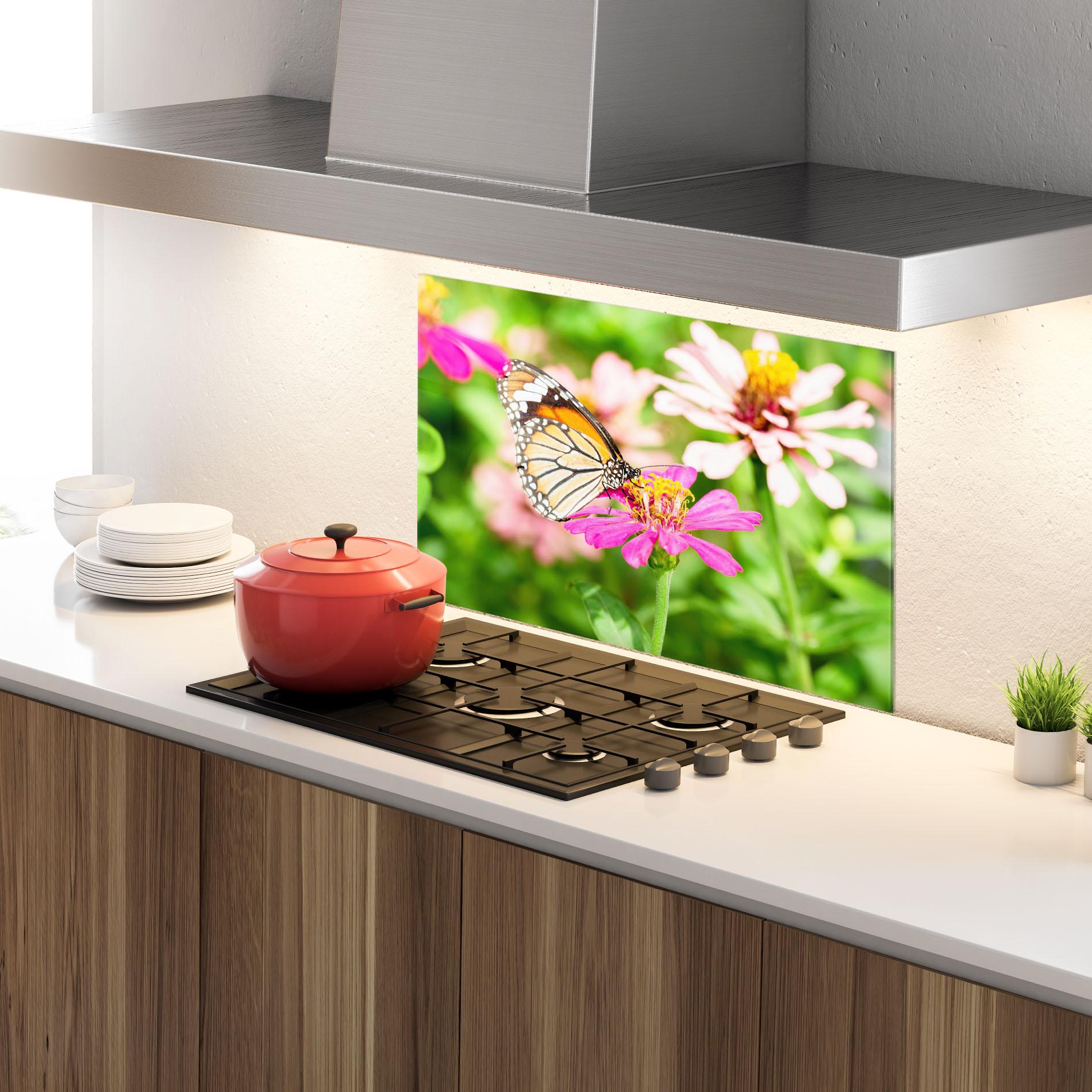 Panou Sticla Bucatarie Daylight Butterfly mockup 4
