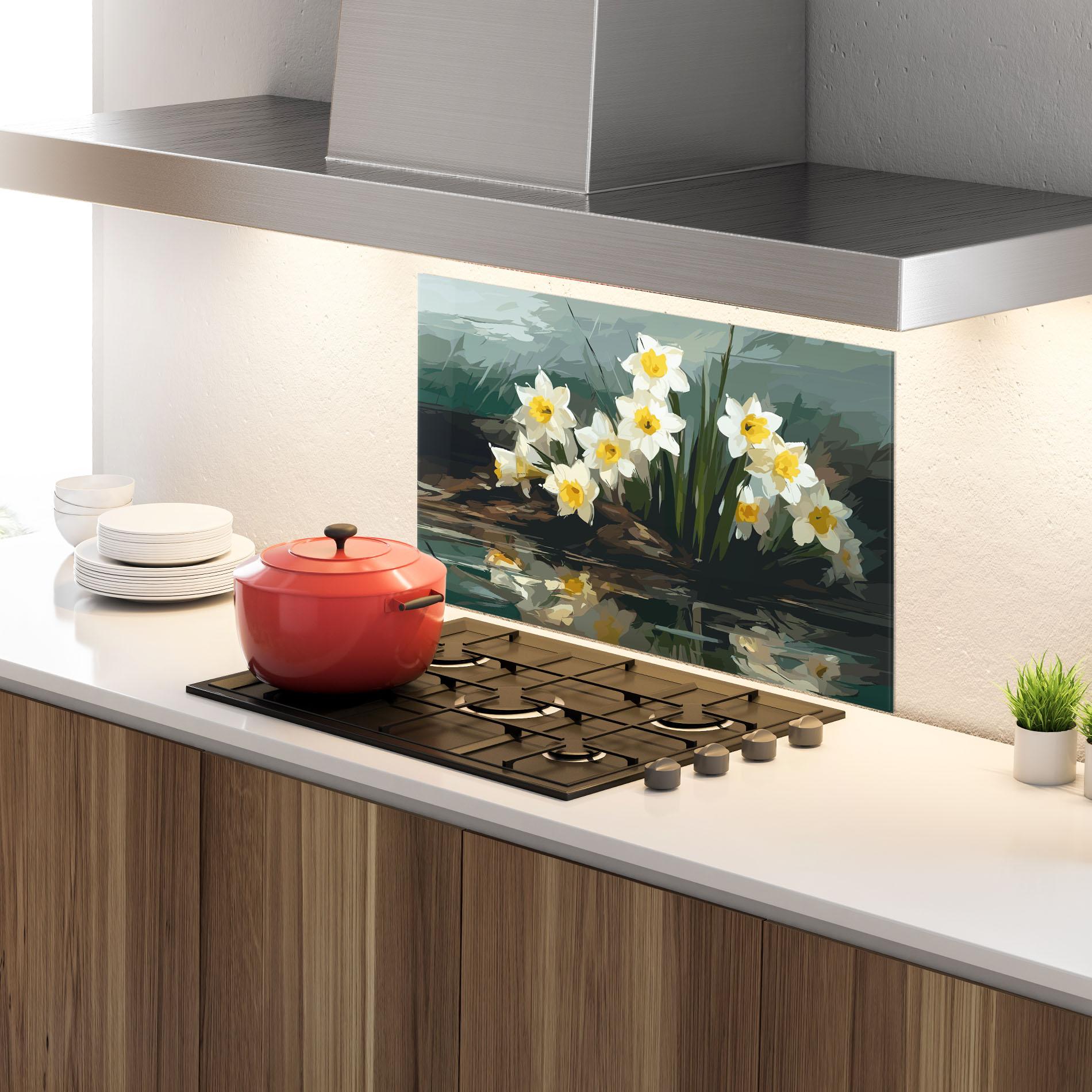 Panou Sticla Bucatarie Wild Lake Plant mockup 4