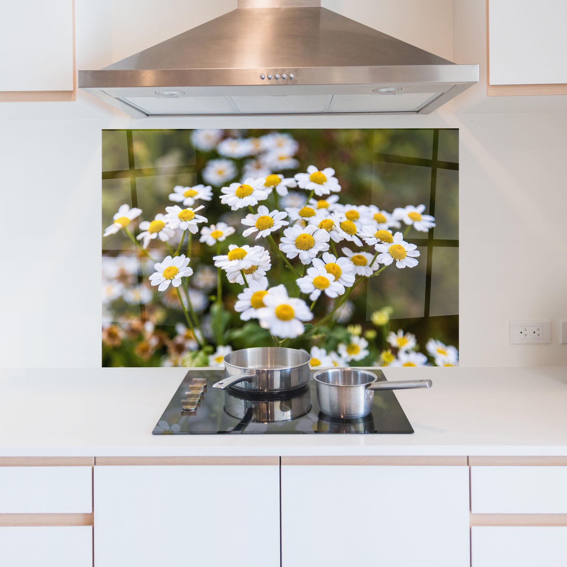 Panou Sticla Bucatarie Flowers Garden mockup 5