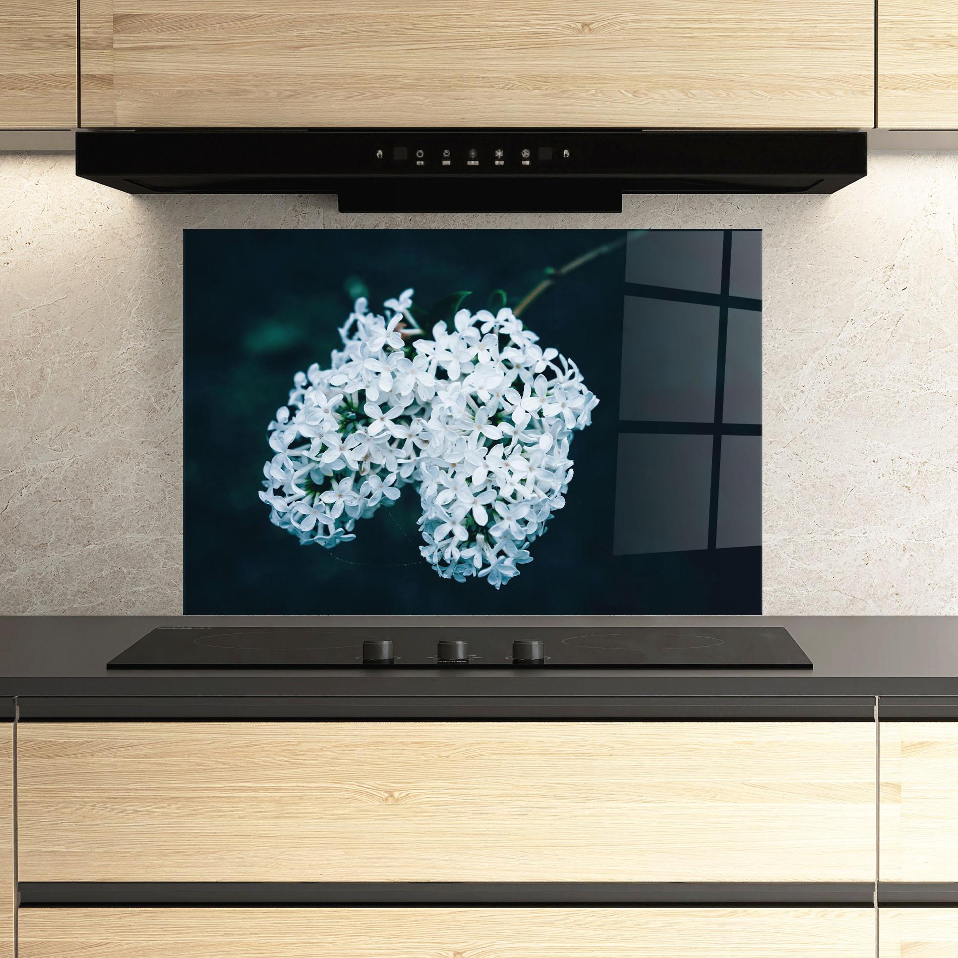 Panou Sticla Bucatarie Green Light Flower mockup 3