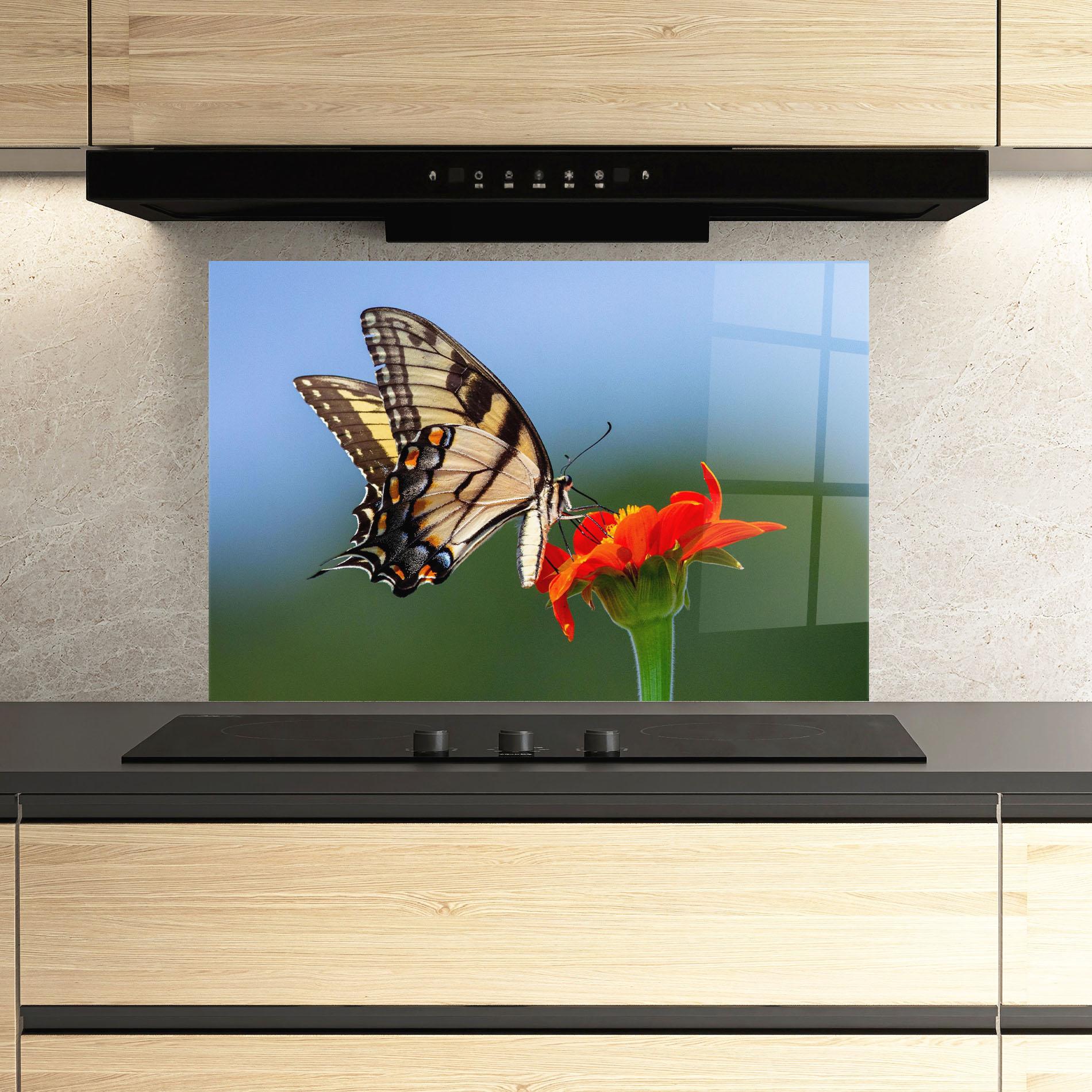 Panou Sticla Bucatarie Red Flower Wild mockup 3