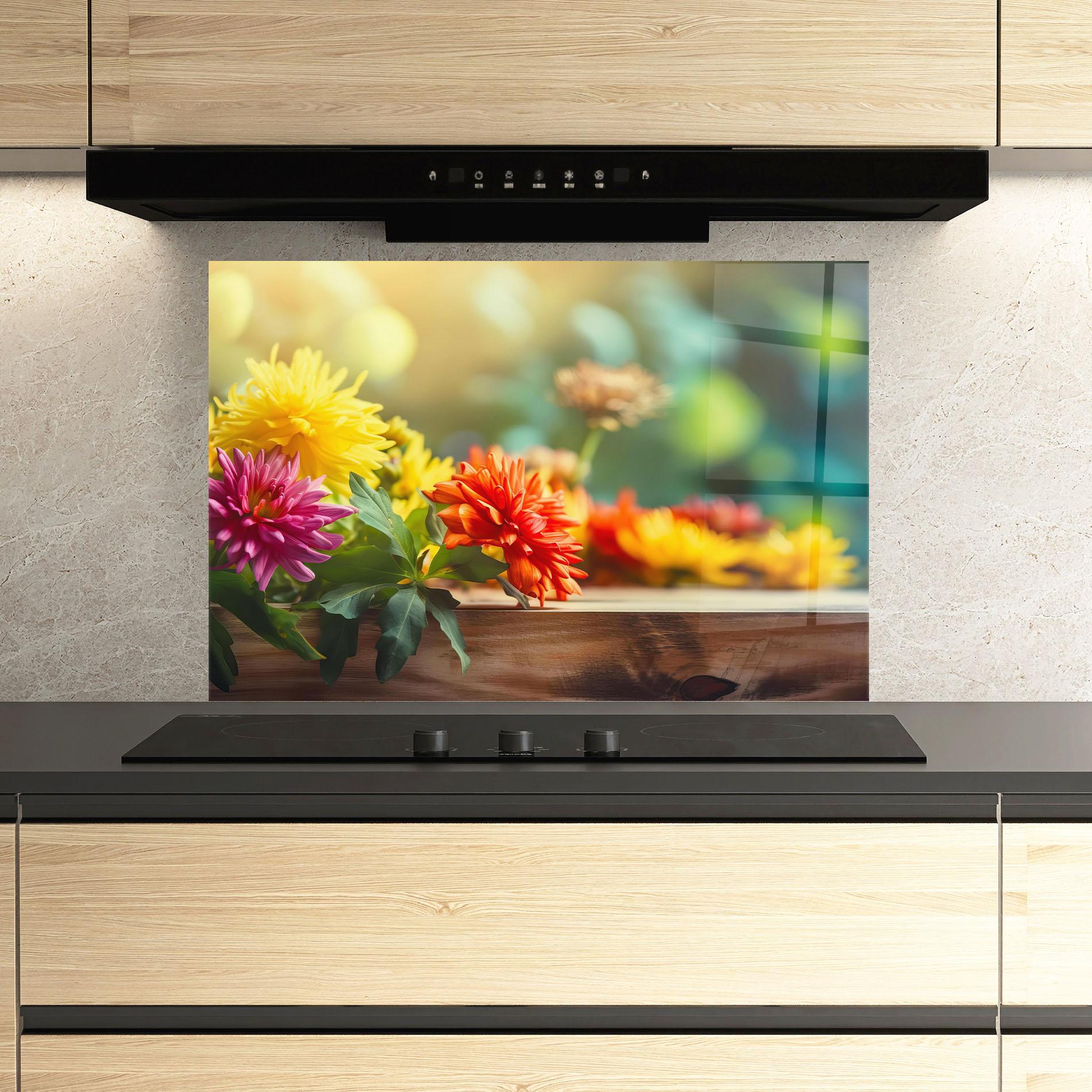 Panou Sticla Bucatarie Wood Wild Flower mockup 3