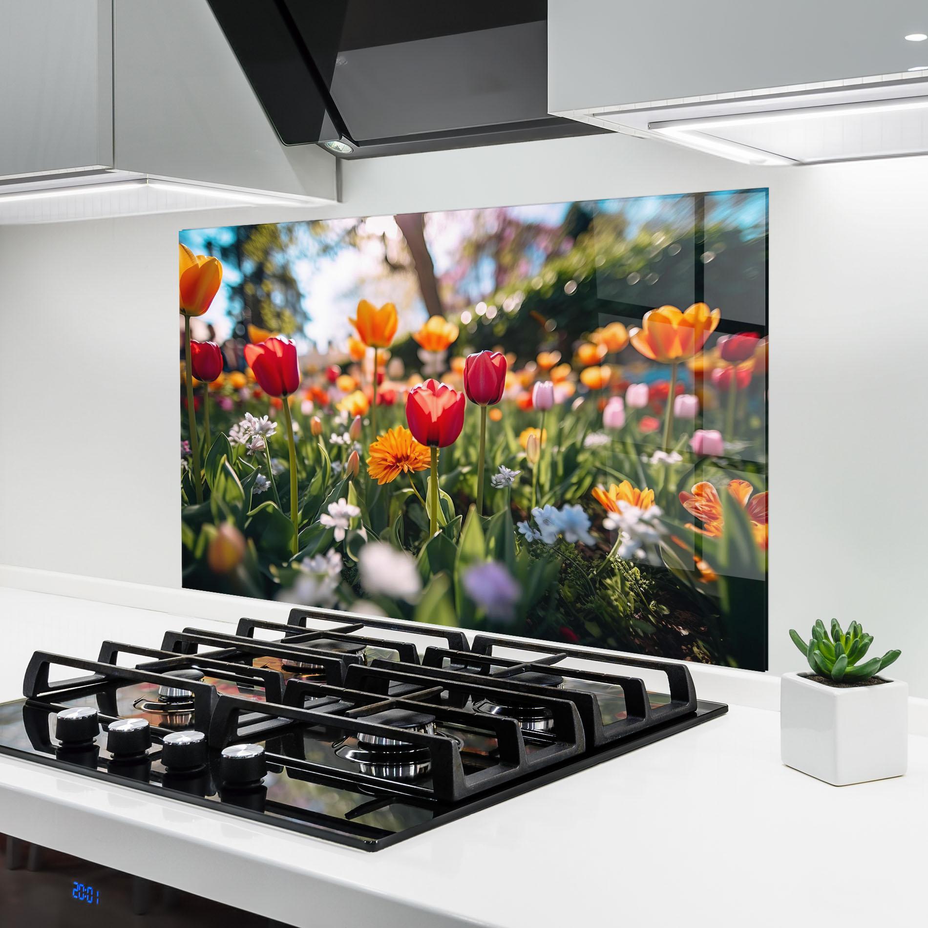 Panou Sticla Bucatarie Garden Tulips Mix mockup 6