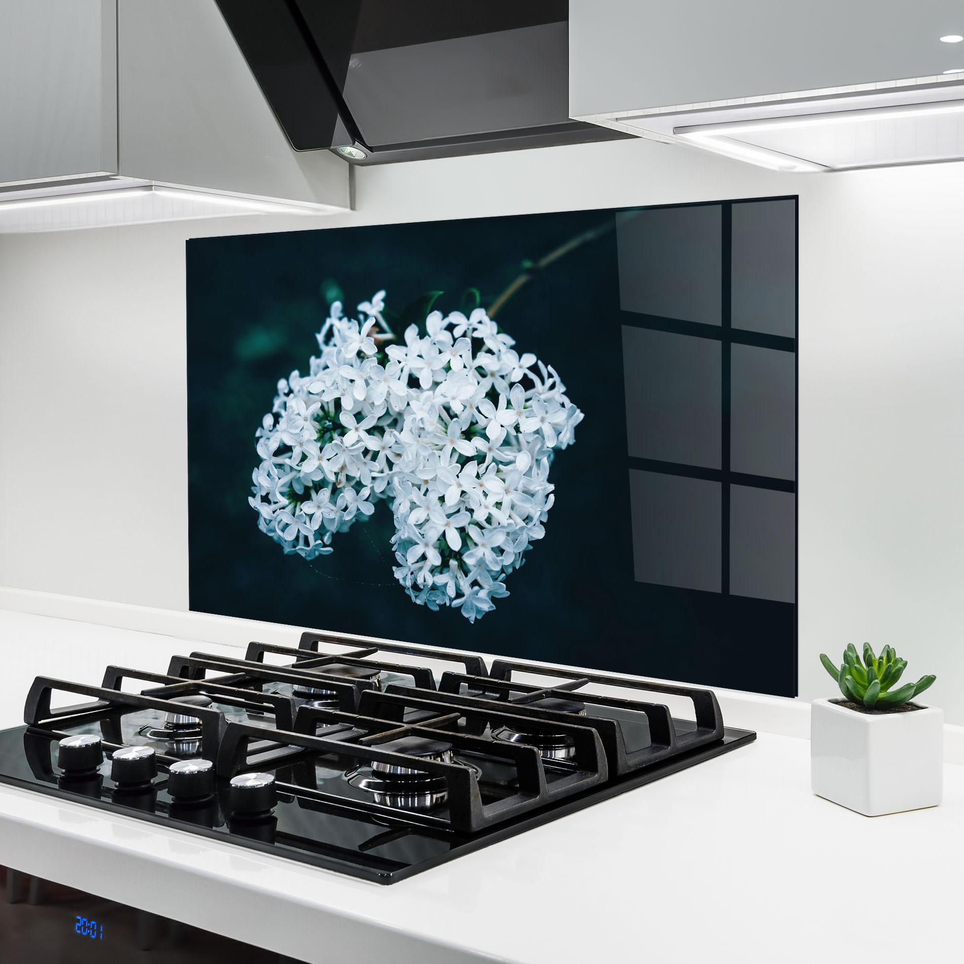 Panou Sticla Bucatarie Green Light Flower mockup 6