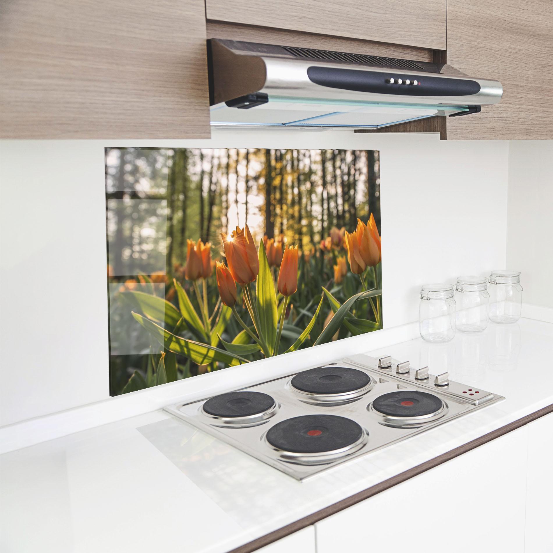 Panou Sticla Bucatarie Forest Tulips mockup 8