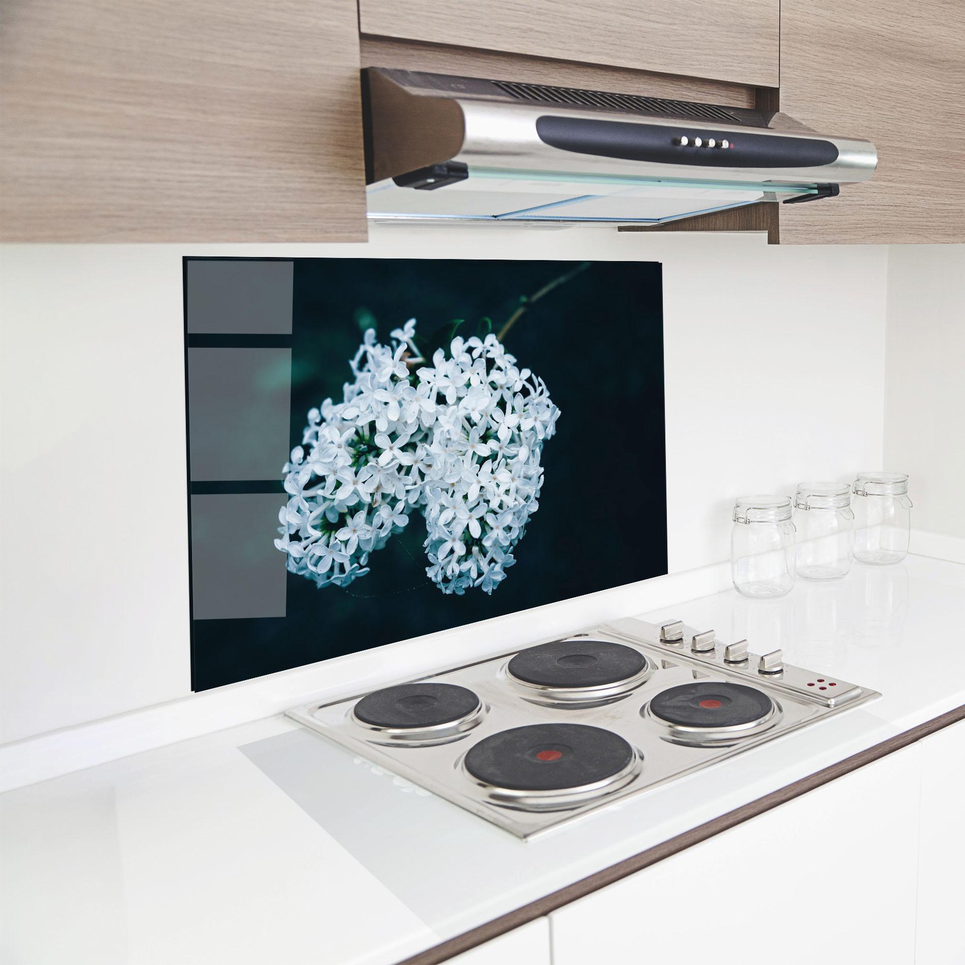 Panou Sticla Bucatarie Green Light Flower mockup 8