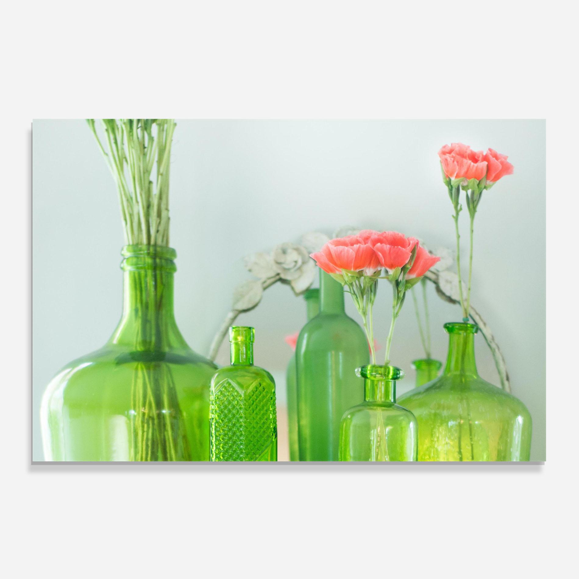 Panou Sticla Bucatarie Green Vase Flowers mockup 0